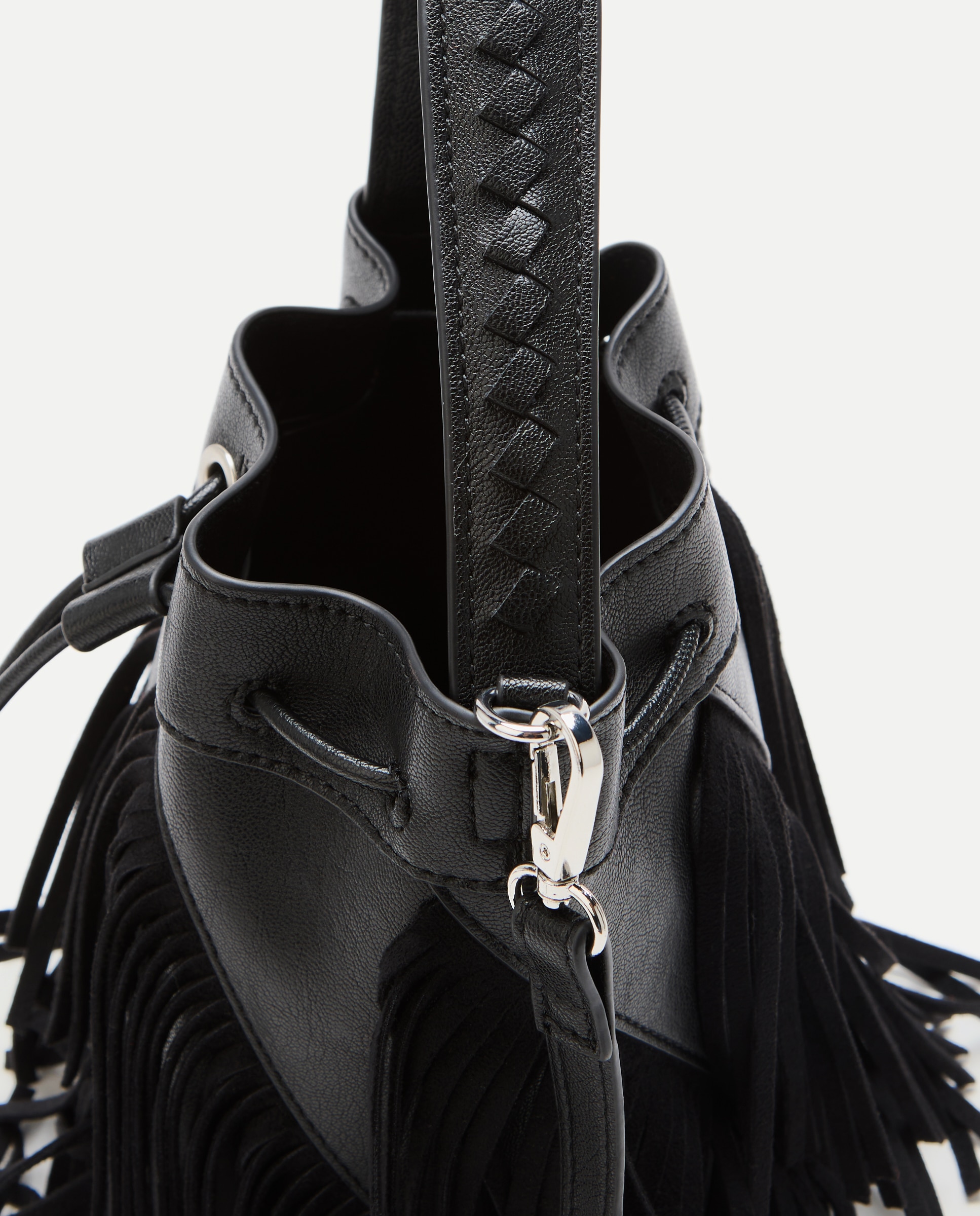 Bolso bucket con flecos - Tintoretto - Negro Negro-4