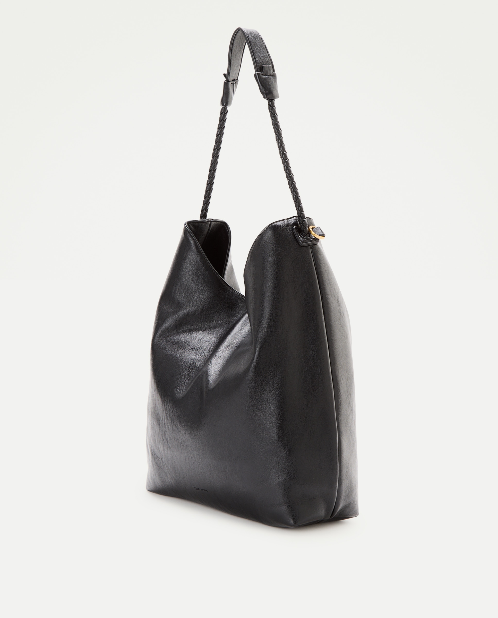 Mala de Ombro com Efeito de Pele e Pendentes Decorativos Preto-2
