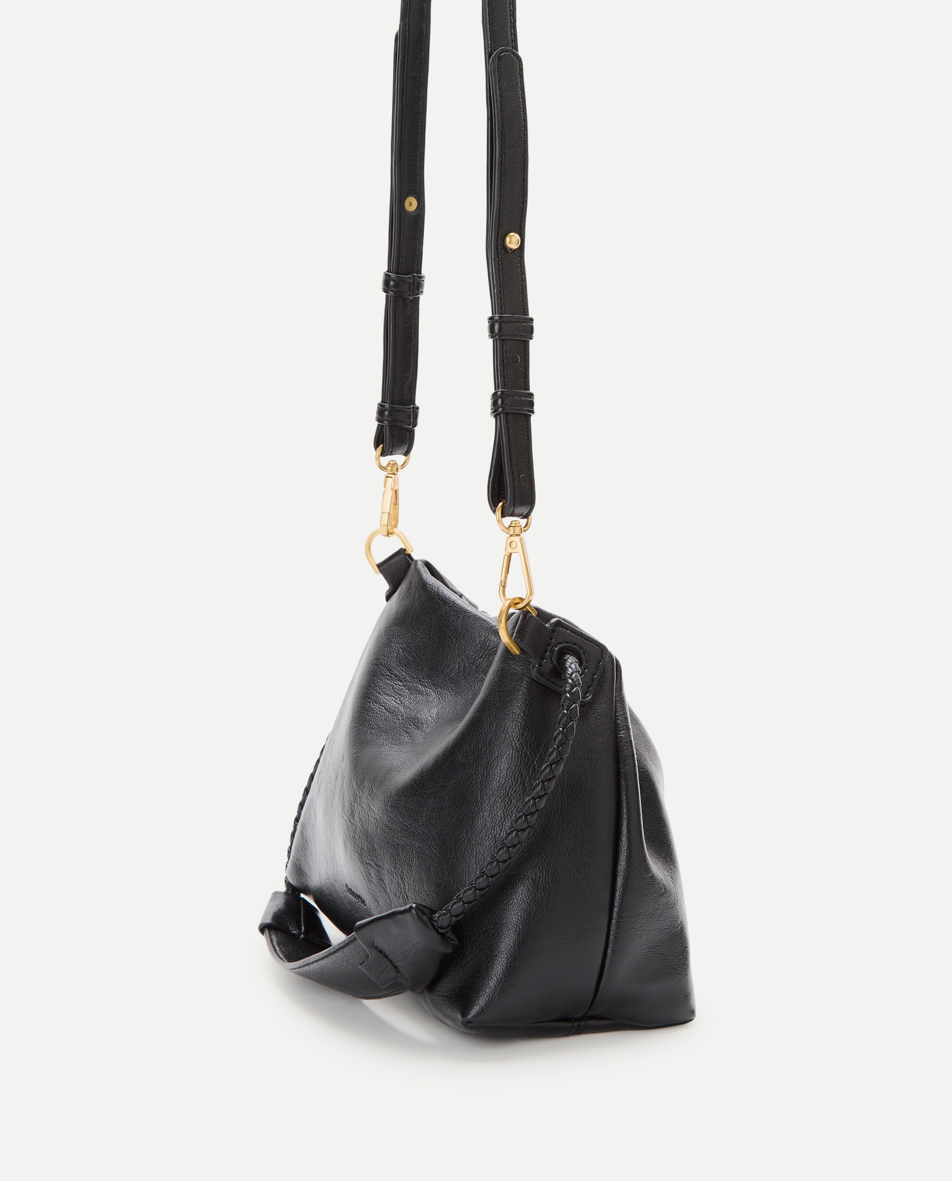 Mala a Tiracolo com Efeito de Pele e Pendentes Decorativos Preto-2