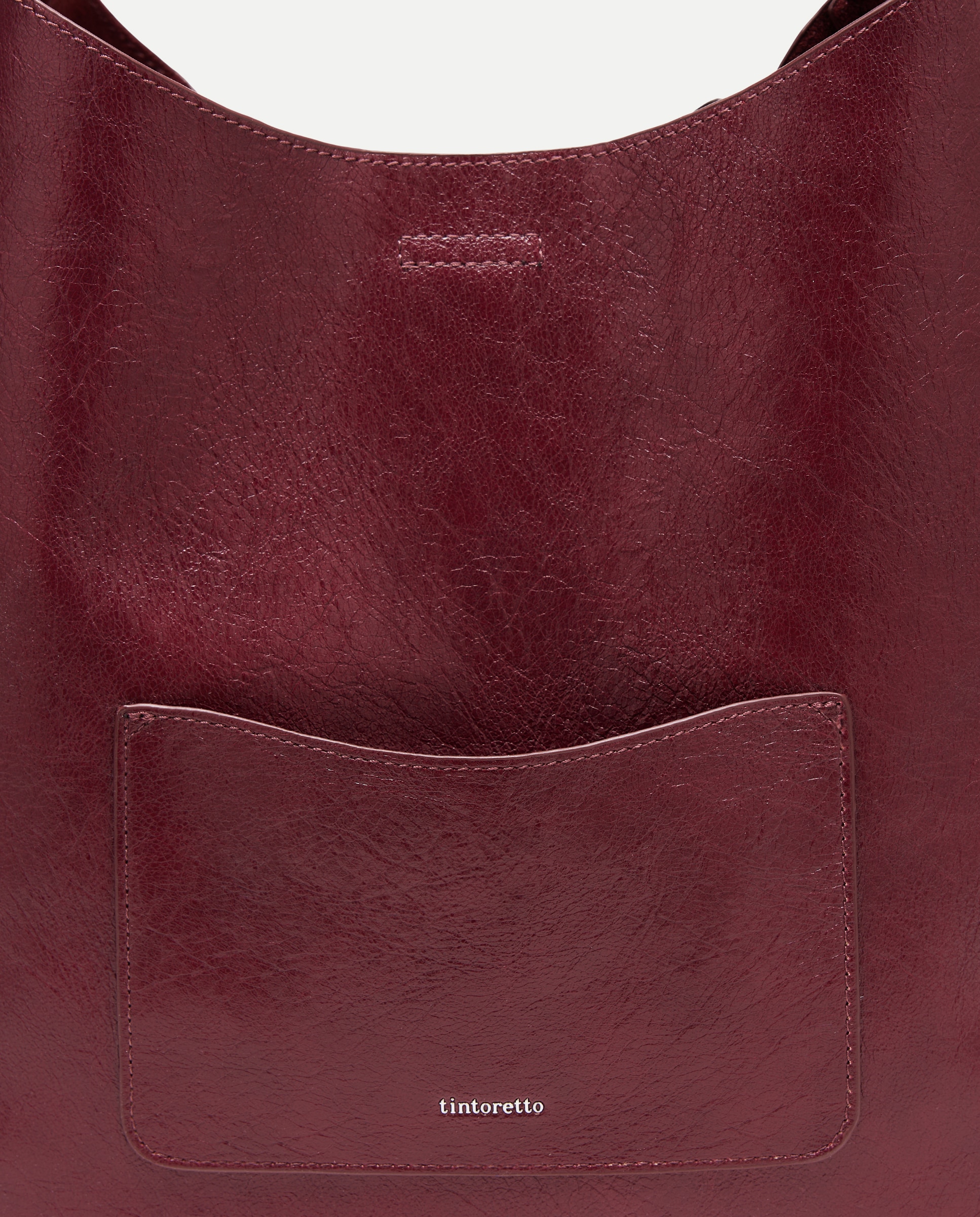 Mala de Ombro com Efeito de Pele e Tachas Bordeaux-4