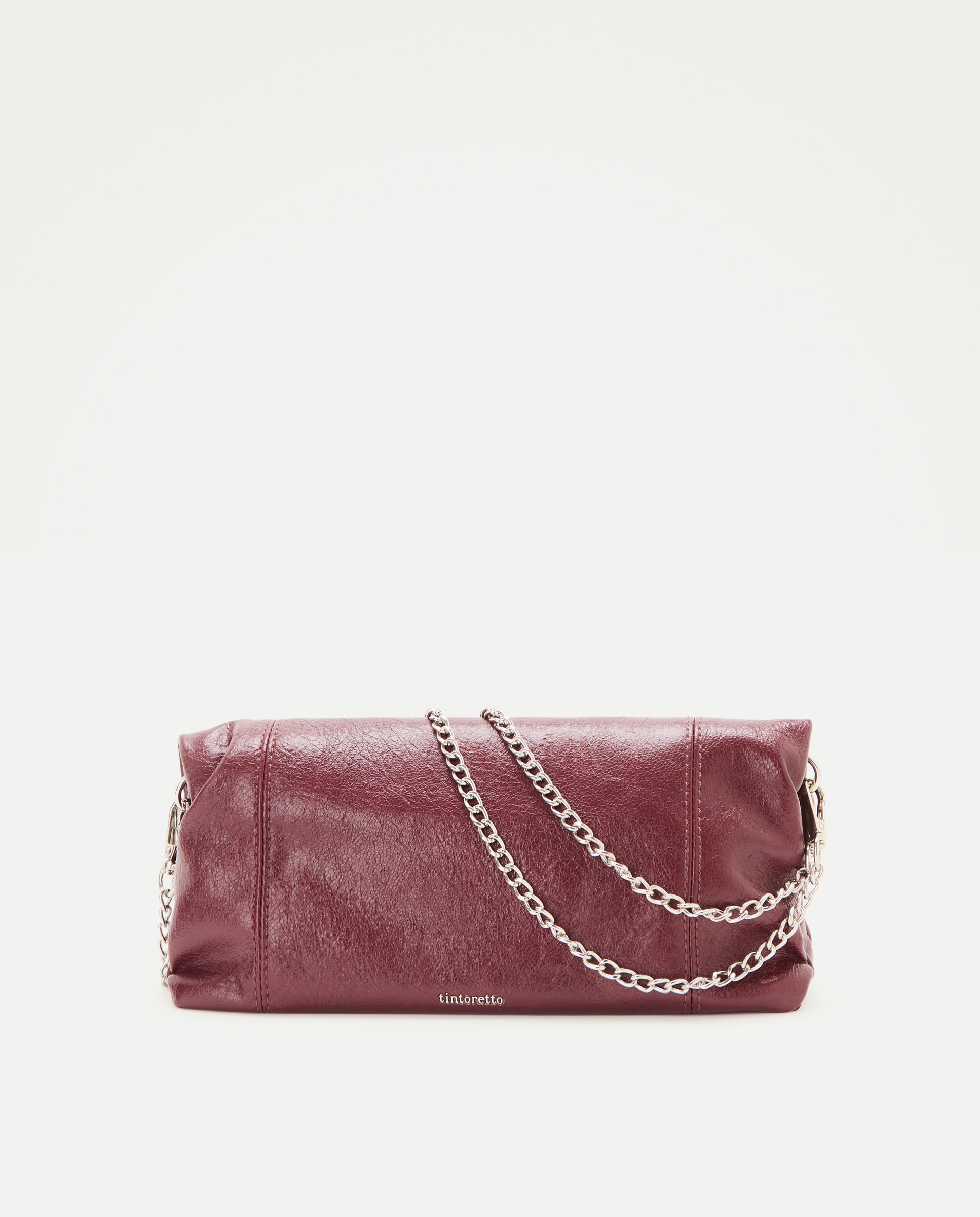 Mala Clutch com Efeito de Pele e Tachas Bordeaux-2