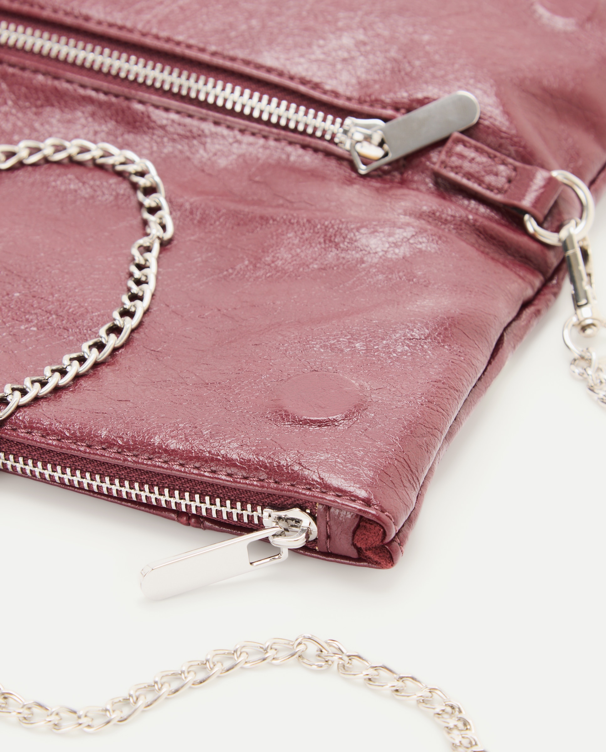 Mala Clutch com Efeito de Pele e Tachas Bordeaux-3
