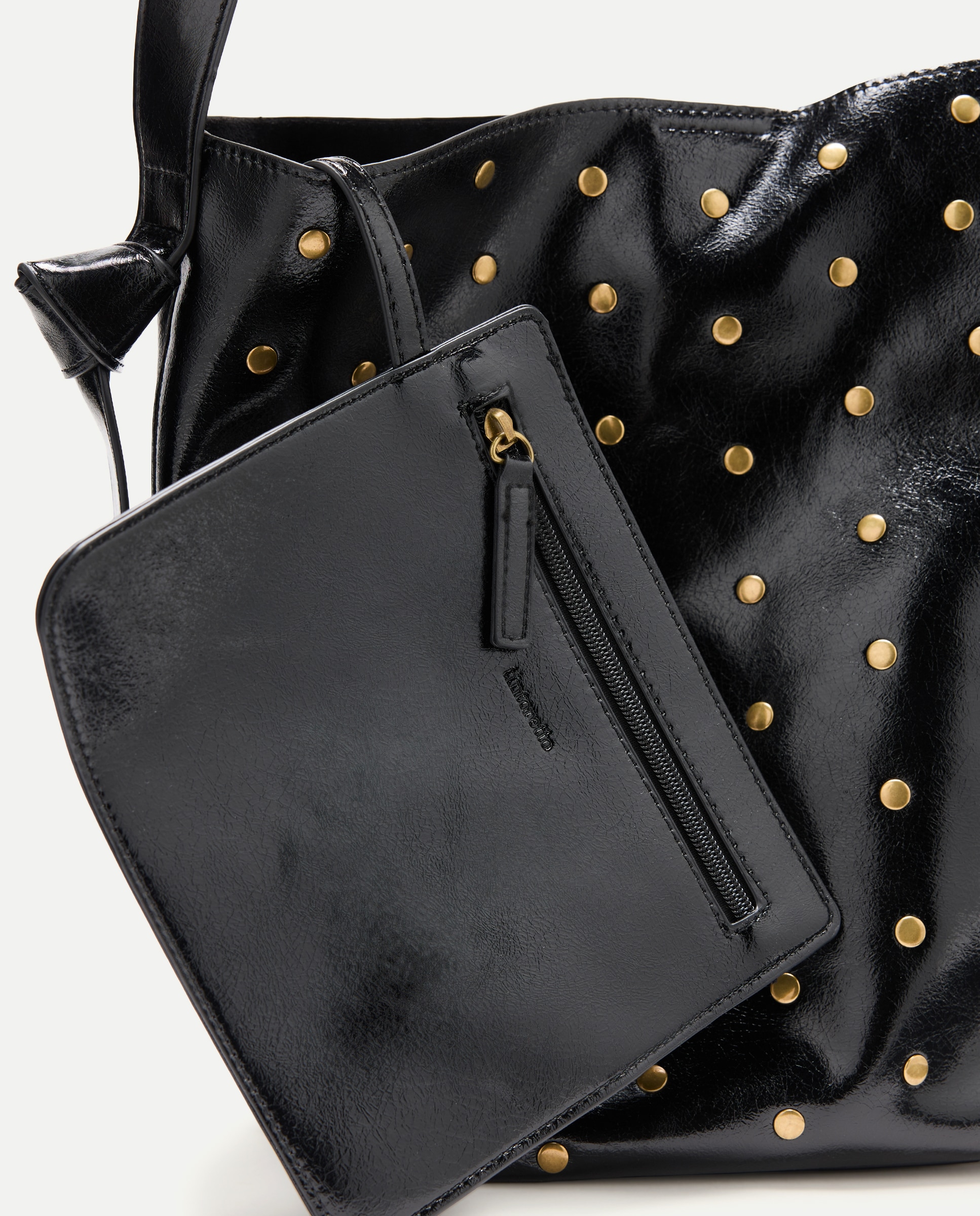 Mala Bucket de Ombro com Mini Tachas Preto-4