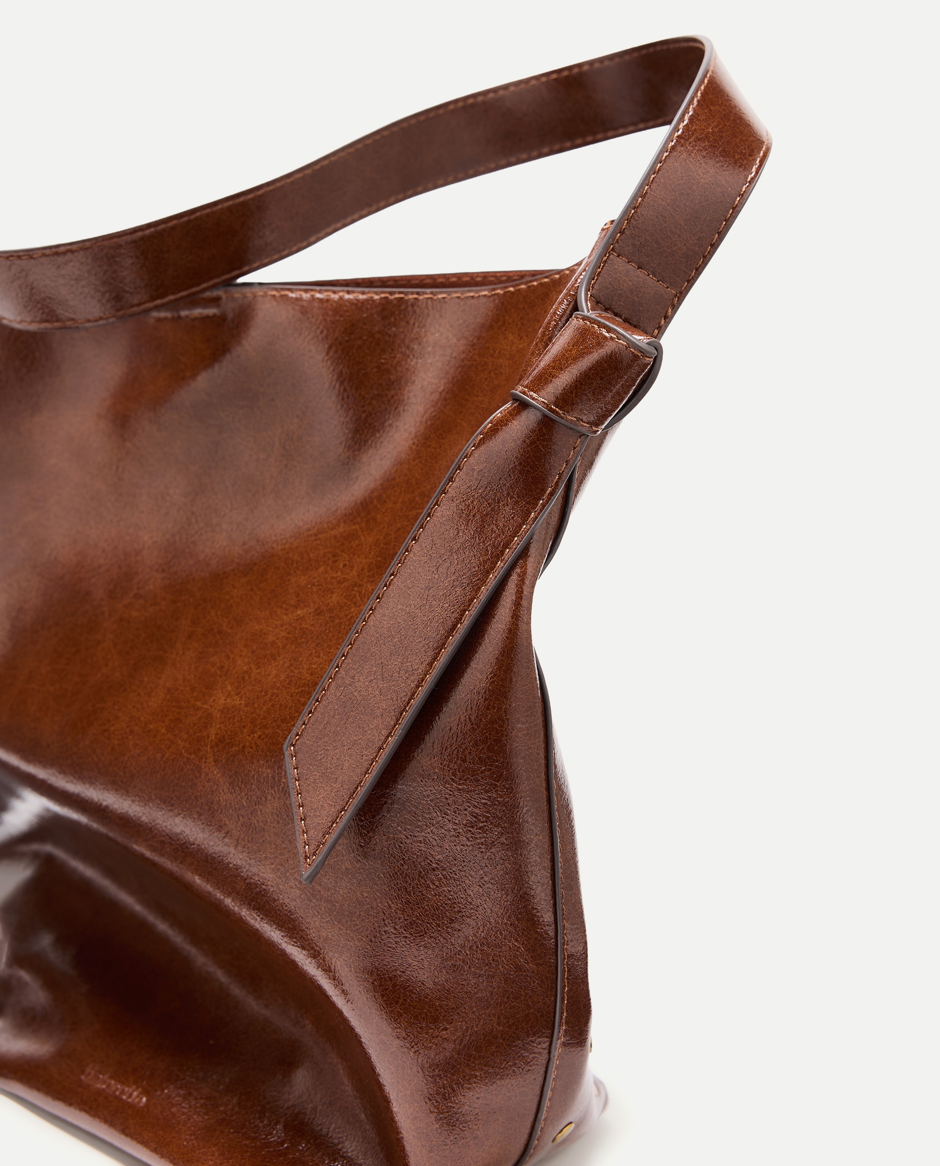 Mala Bucket de Ombro com Mini Tachas Castanho-3