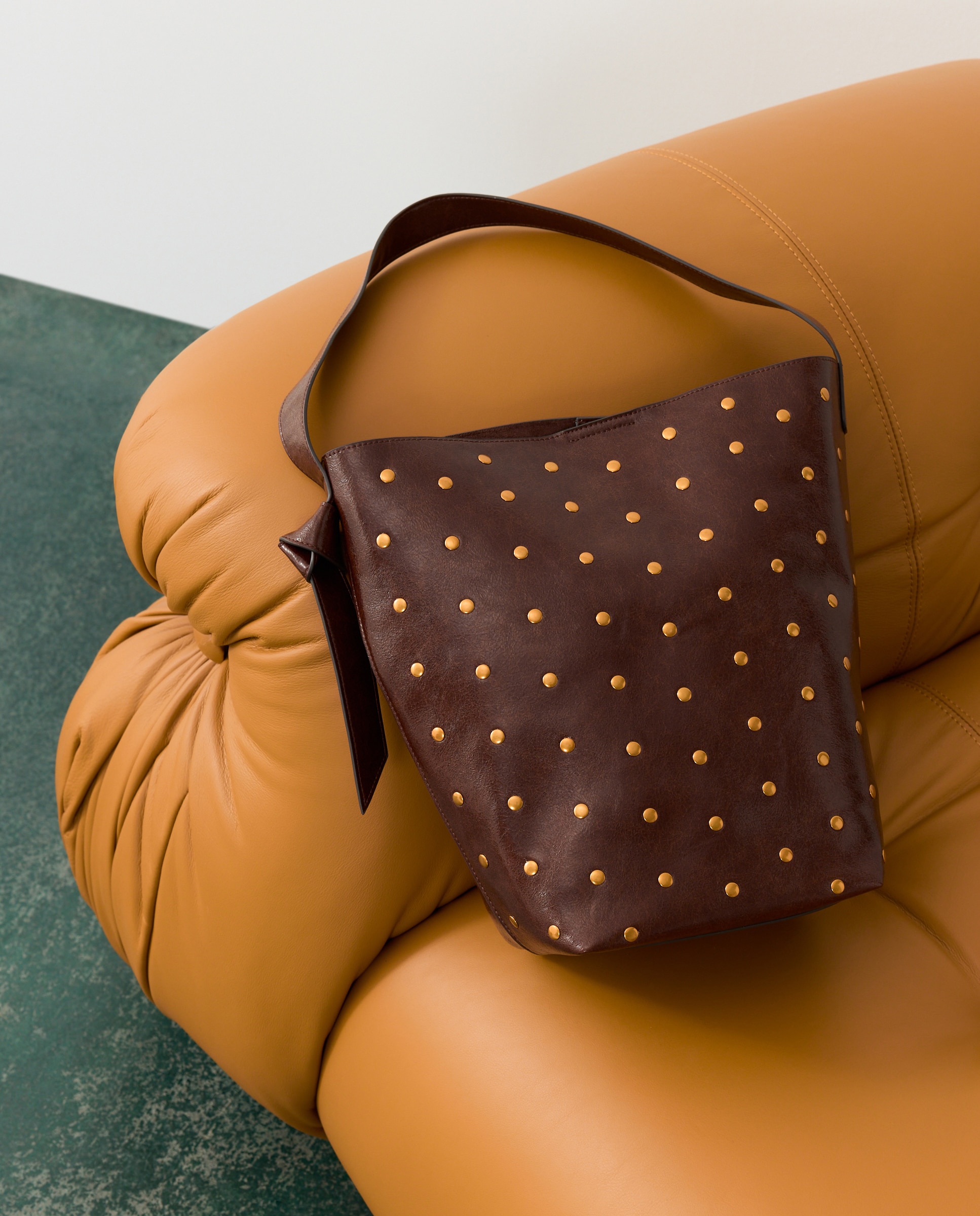 Bolso bucket de hombro con mini tachas - Tintoretto - Marrón Marrón-6
