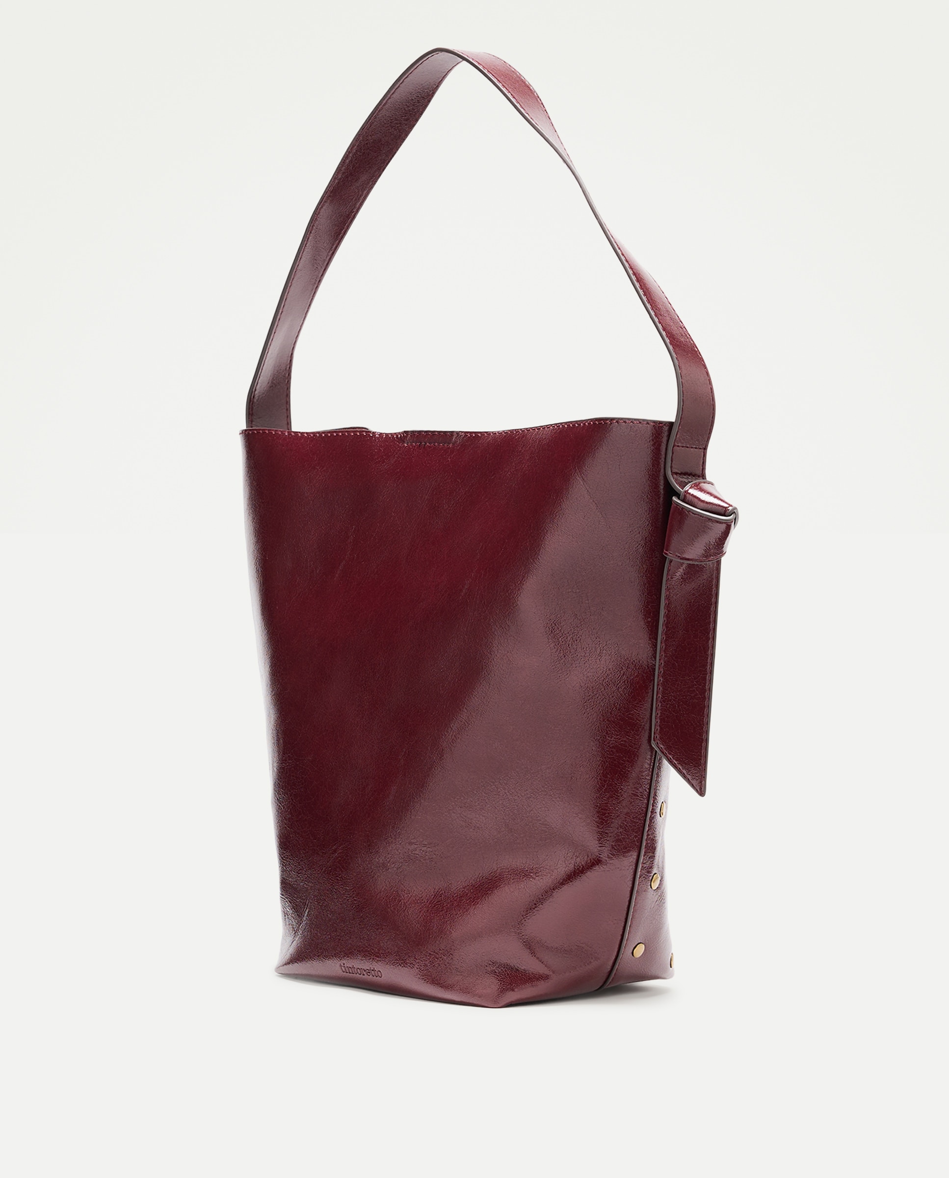 Mala Bucket de Ombro com Mini Tachas Bordeaux-2