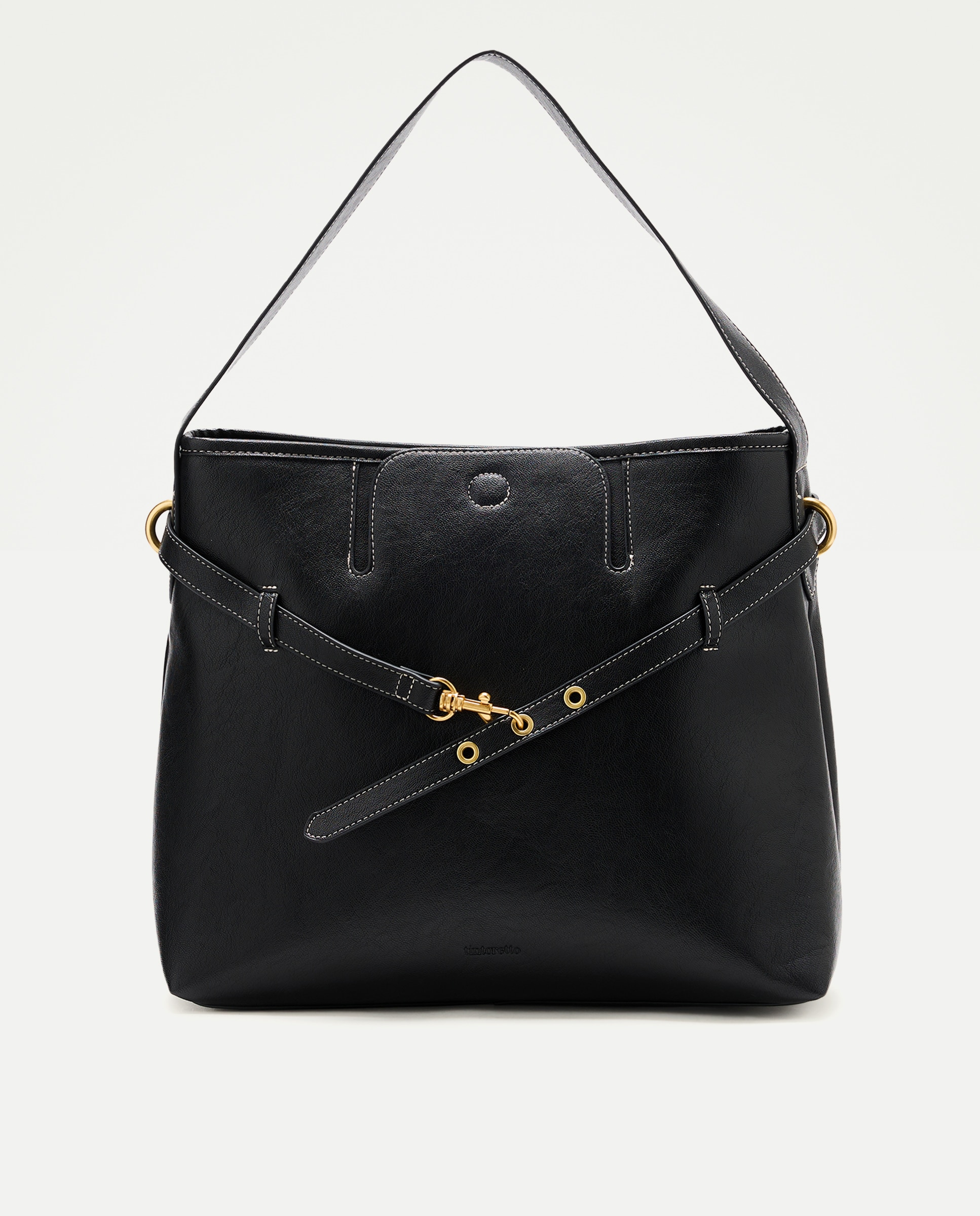 Bolso de hombro efecto piel con adorno metálico - Tintoretto - Negro Negro-1