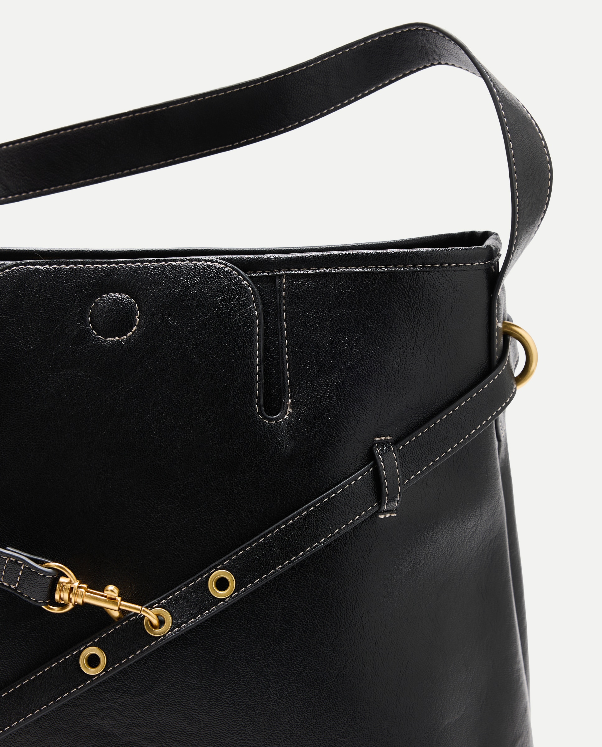 Bolso de hombro efecto piel con adorno metálico - Tintoretto - Negro Negro-3
