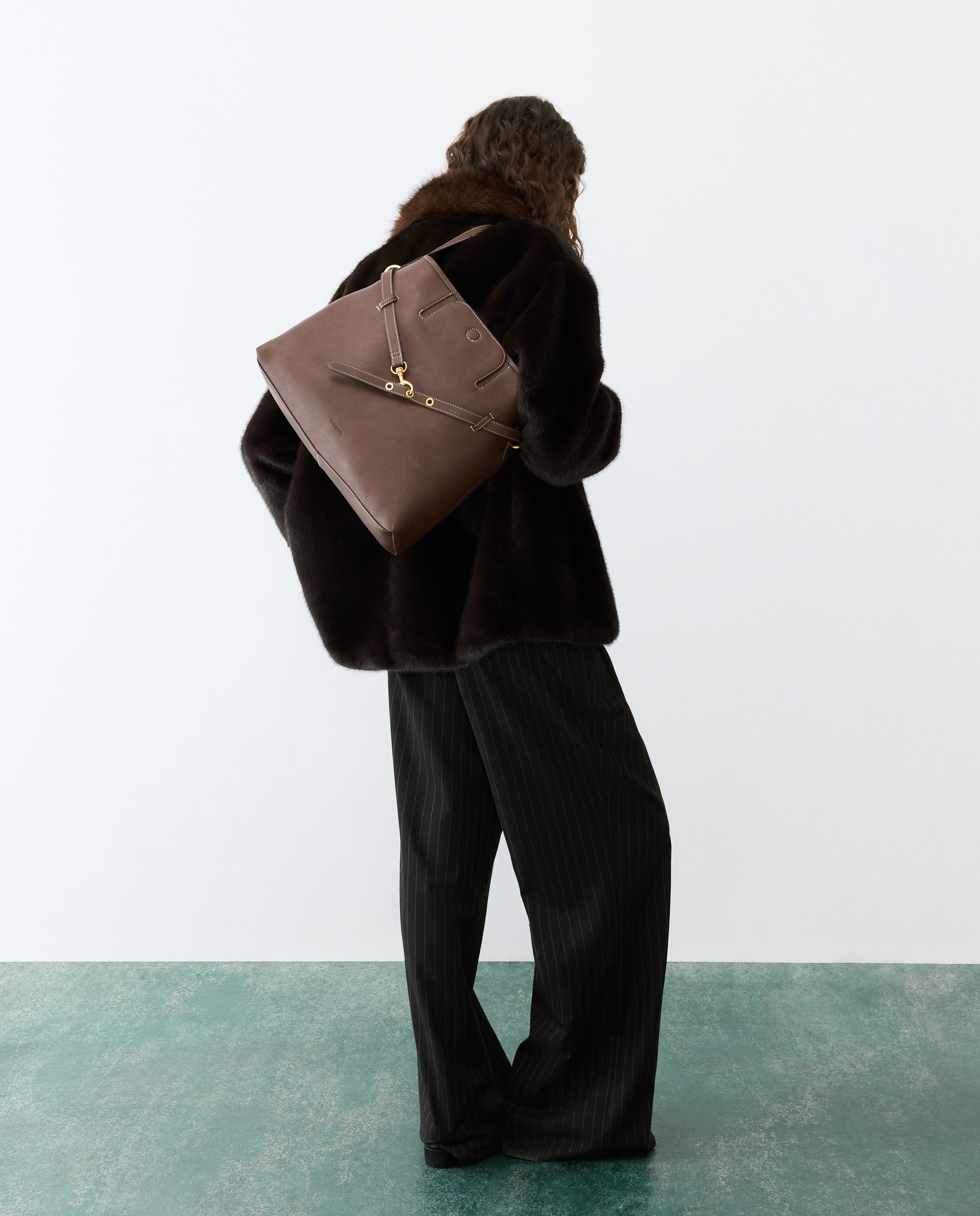 Bolso de hombro efecto piel con adorno metálico - Tintoretto - Chocolate Chocolate-5