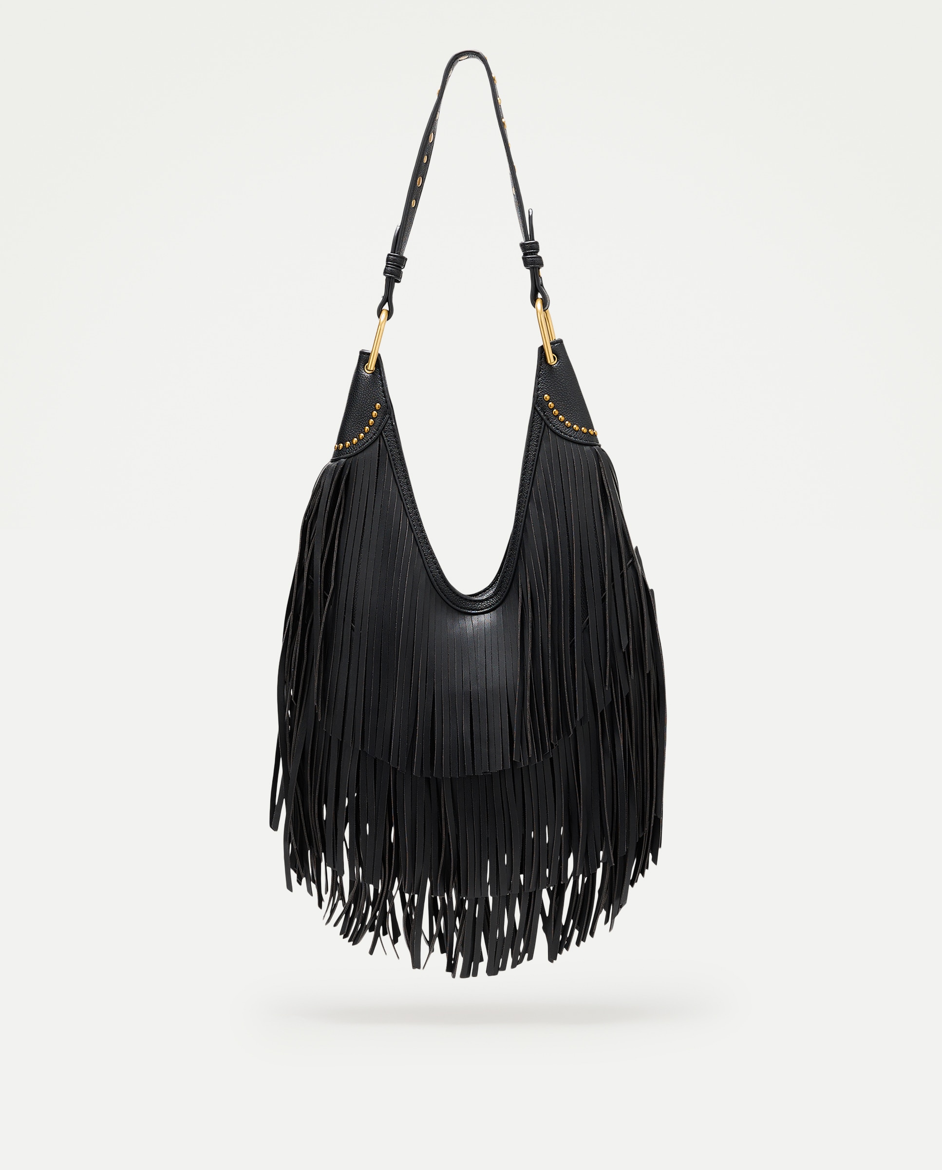 Bolso de hombro mediano de flecos - Tintoretto - Negro Negro-1