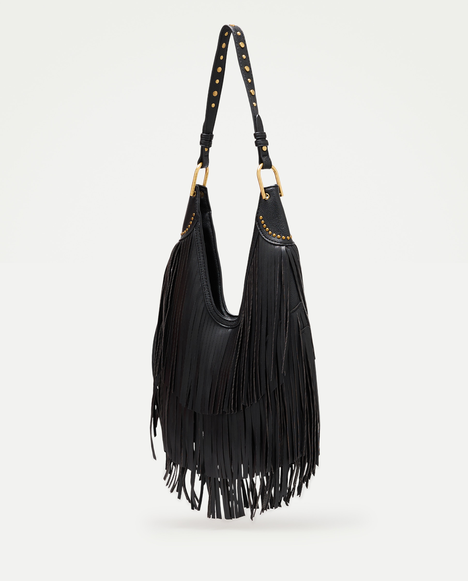 Bolso de hombro mediano de flecos - Tintoretto - Negro Negro-2