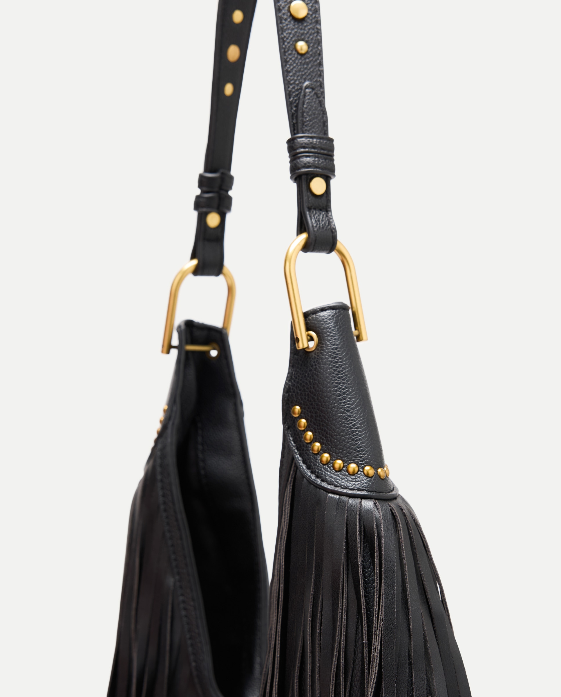 Bolso de hombro mediano de flecos - Tintoretto - Negro Negro-3