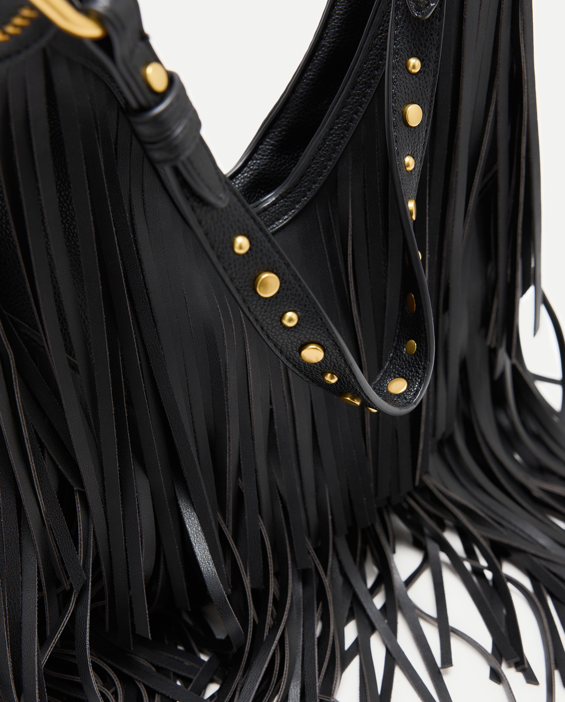 Bolso de hombro mediano de flecos - Tintoretto - Negro Negro-4