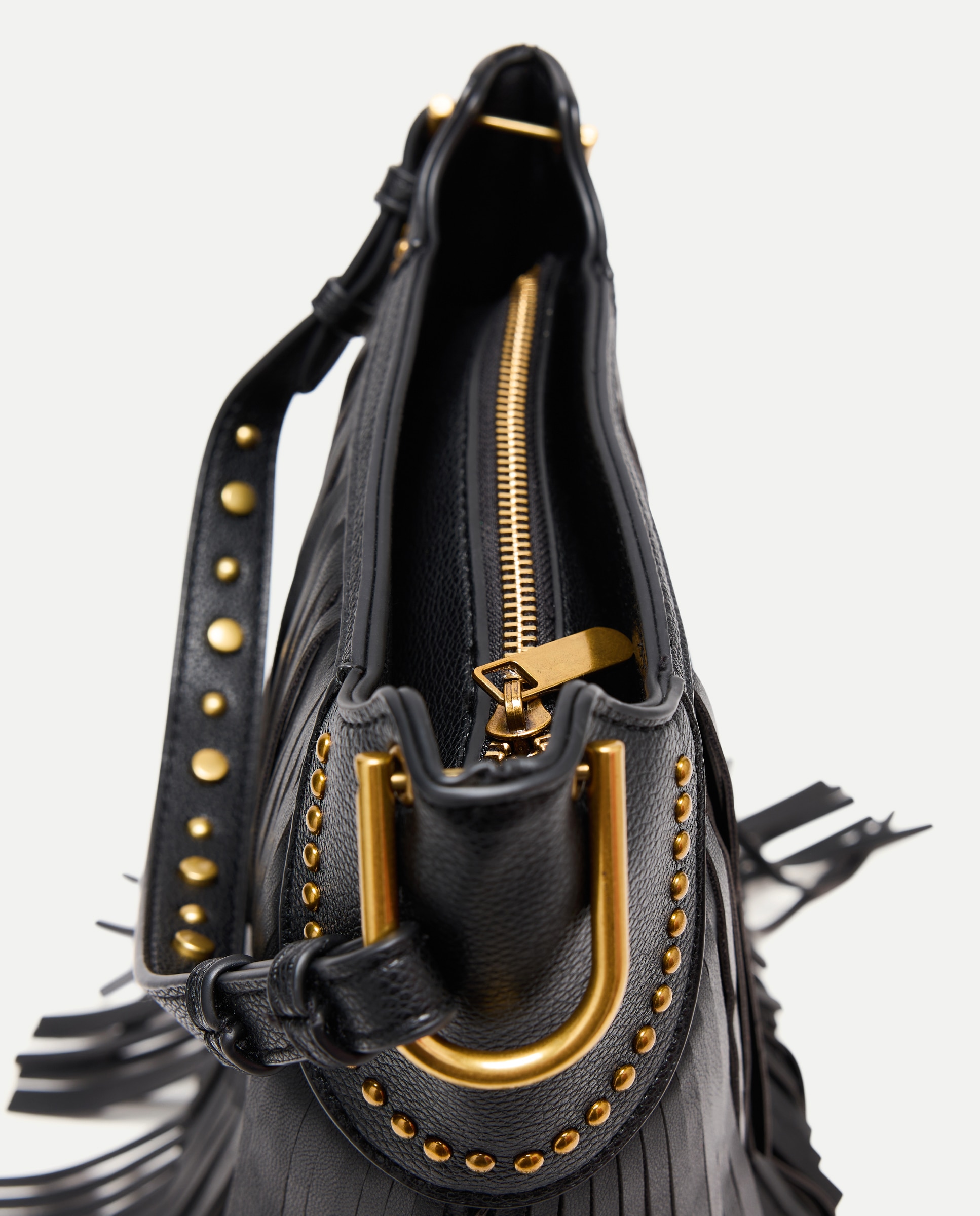 Bolso bucket de flecos con asa extraible - Tintoretto - Negro Negro-4