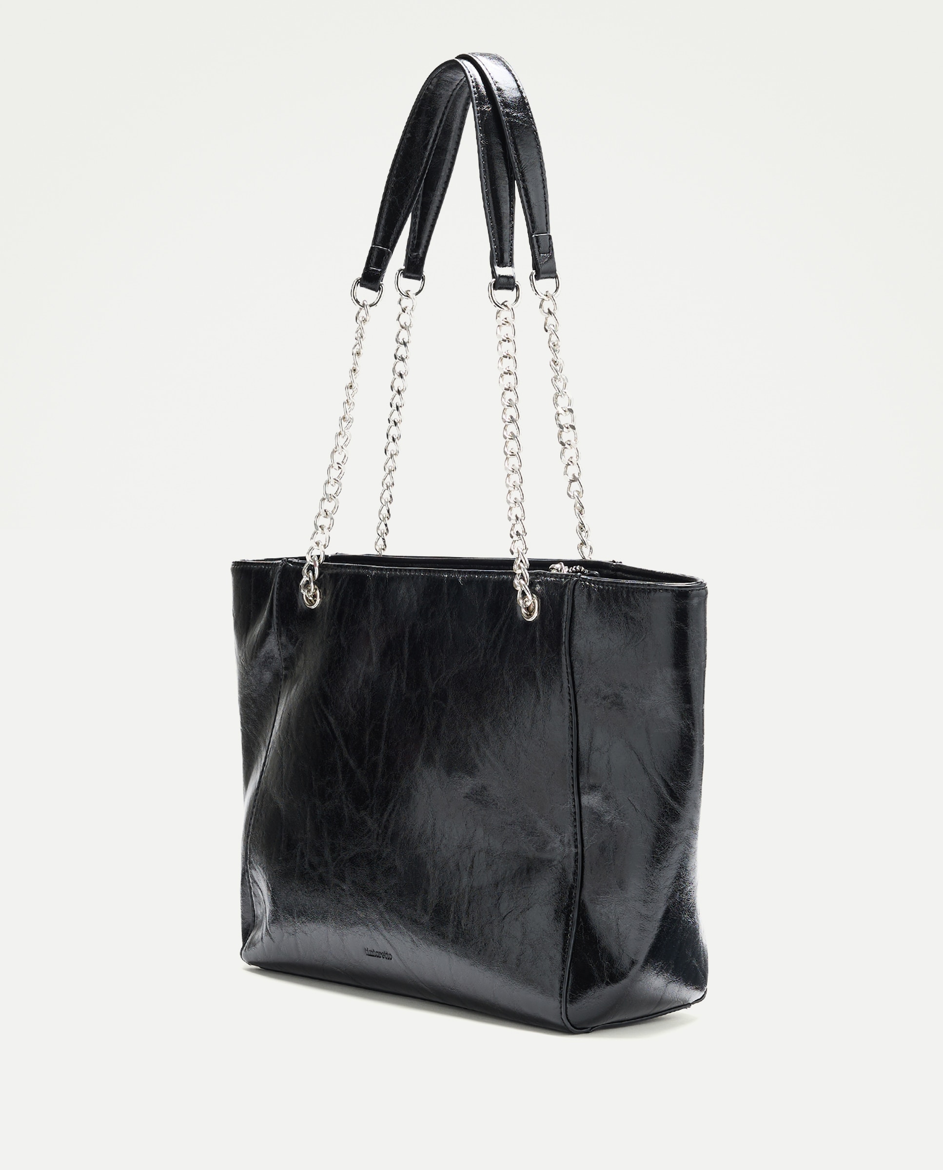 Bolso shopper con hoyados y cadenas - Tintoretto - Negro Negro-2