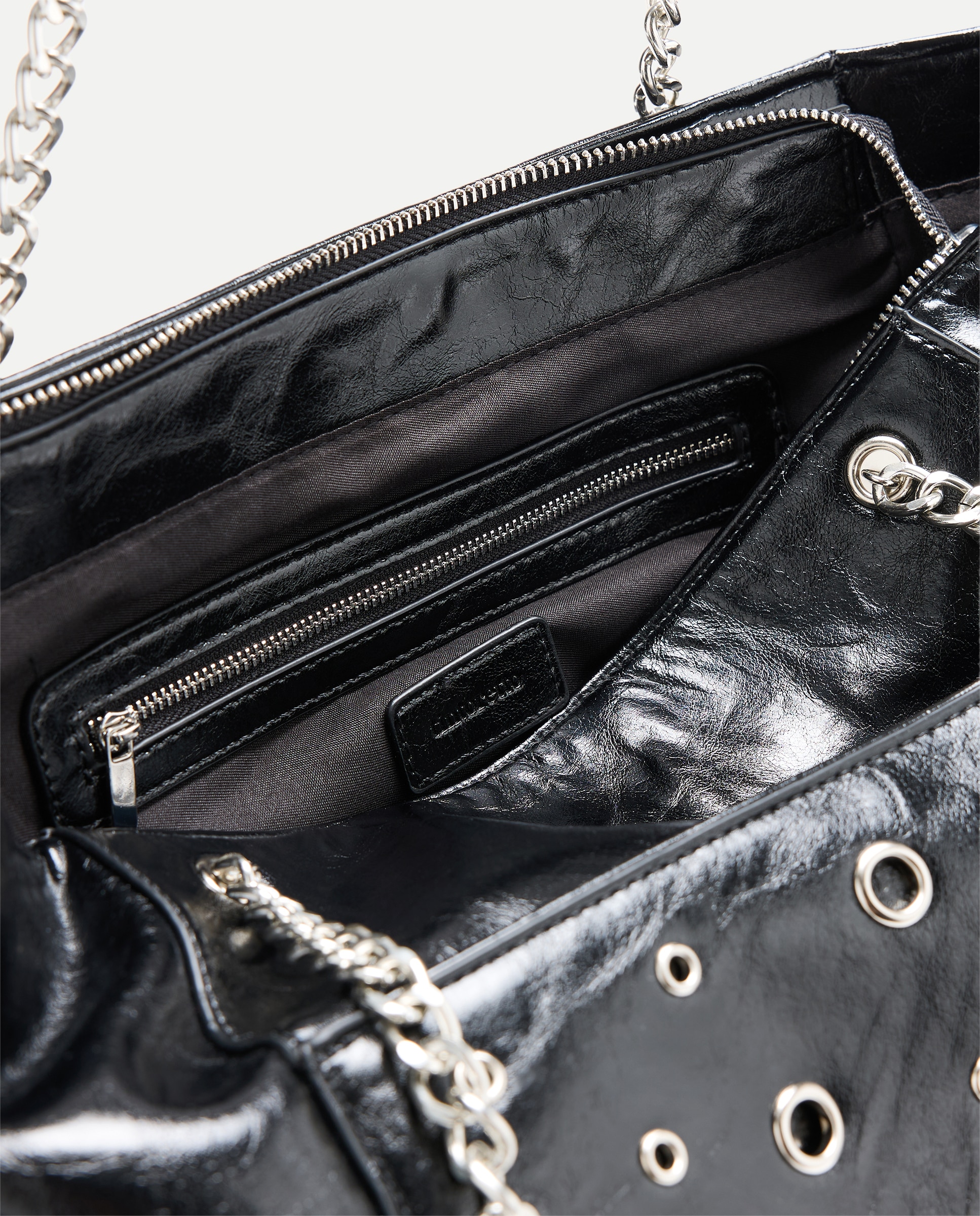 Bolso shopper con hoyados y cadenas - Tintoretto - Negro Negro-4