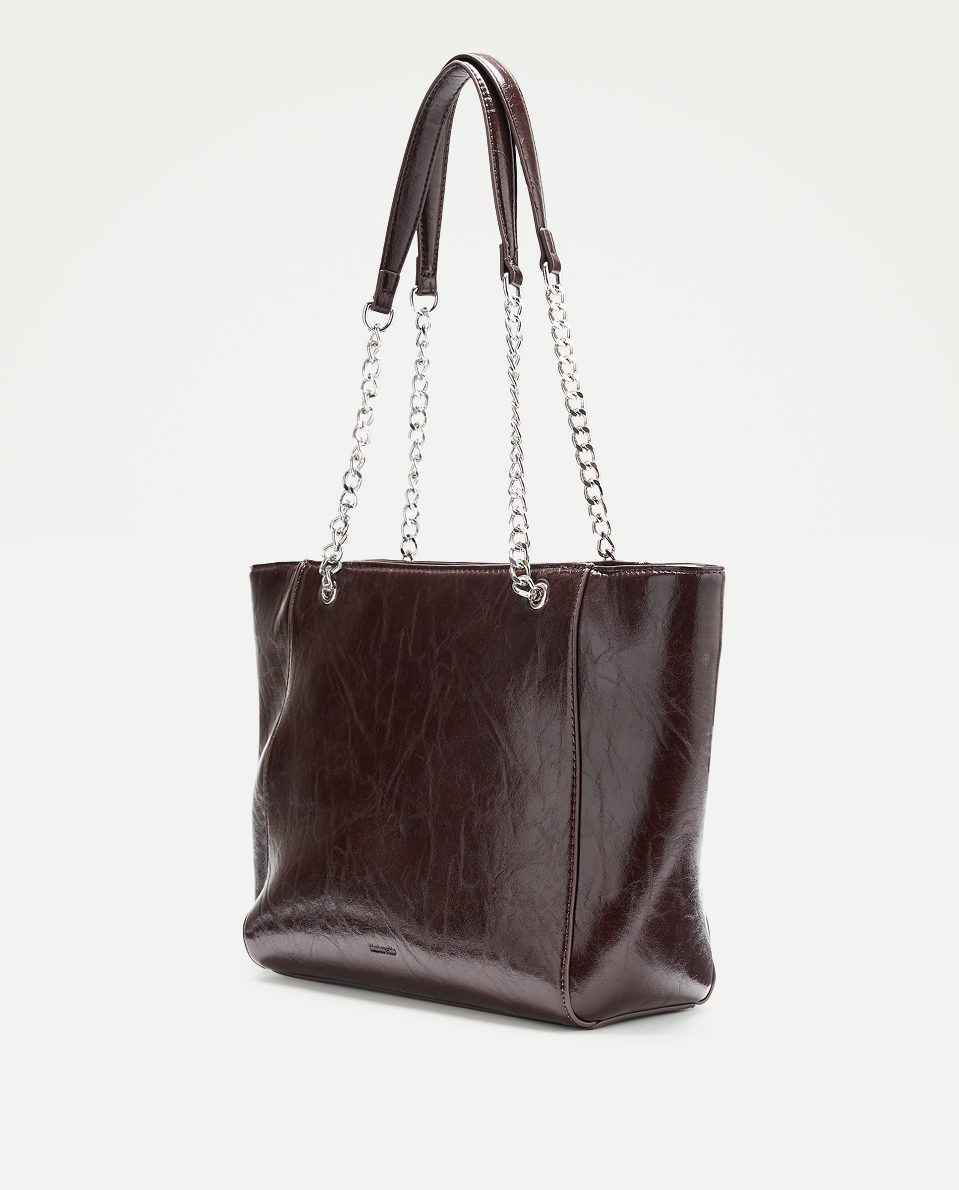 Bolso shopper con hoyados y cadenas - Tintoretto - Marrón Marrón-2
