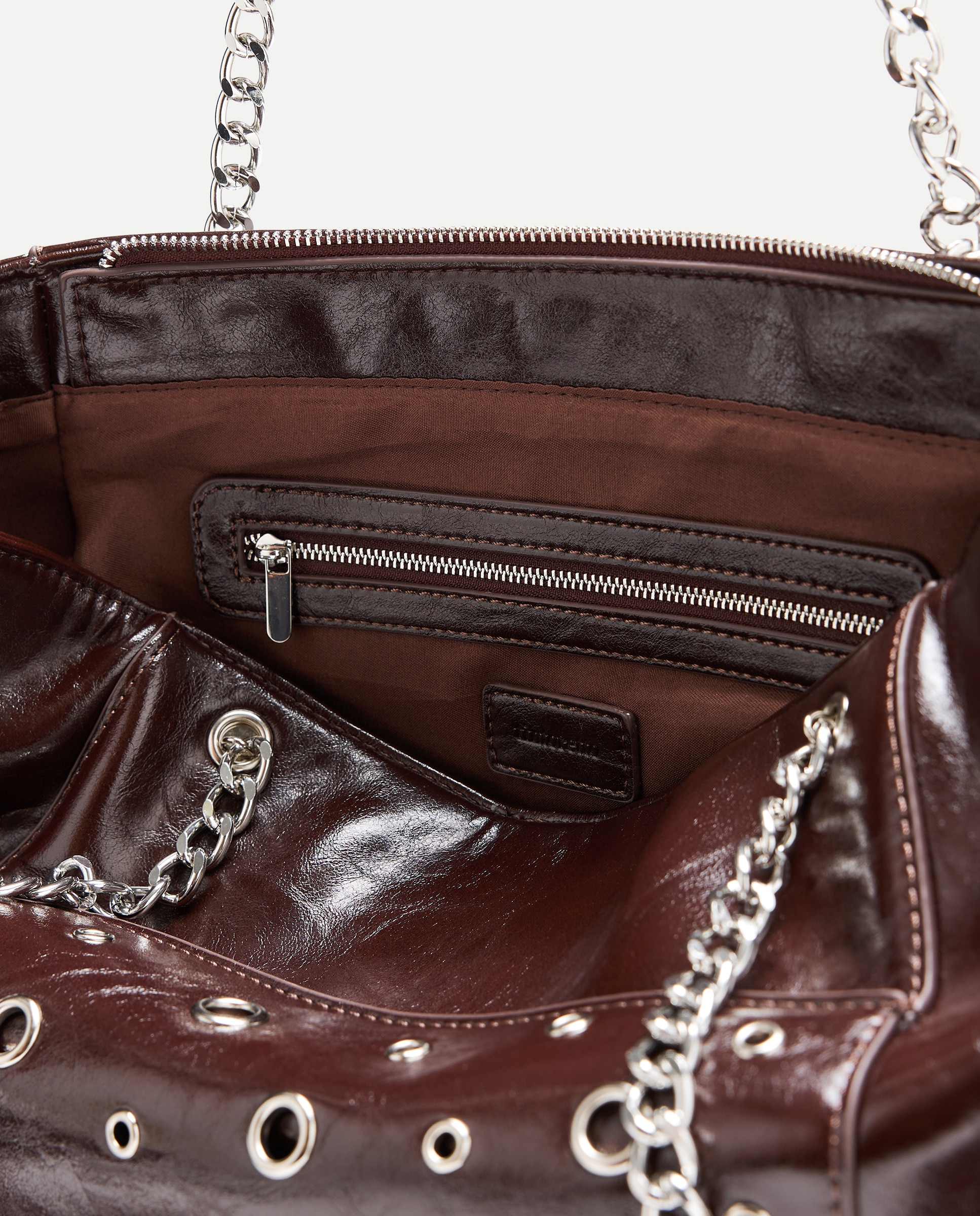 Bolso shopper con hoyados y cadenas - Tintoretto - Marrón Marrón-4