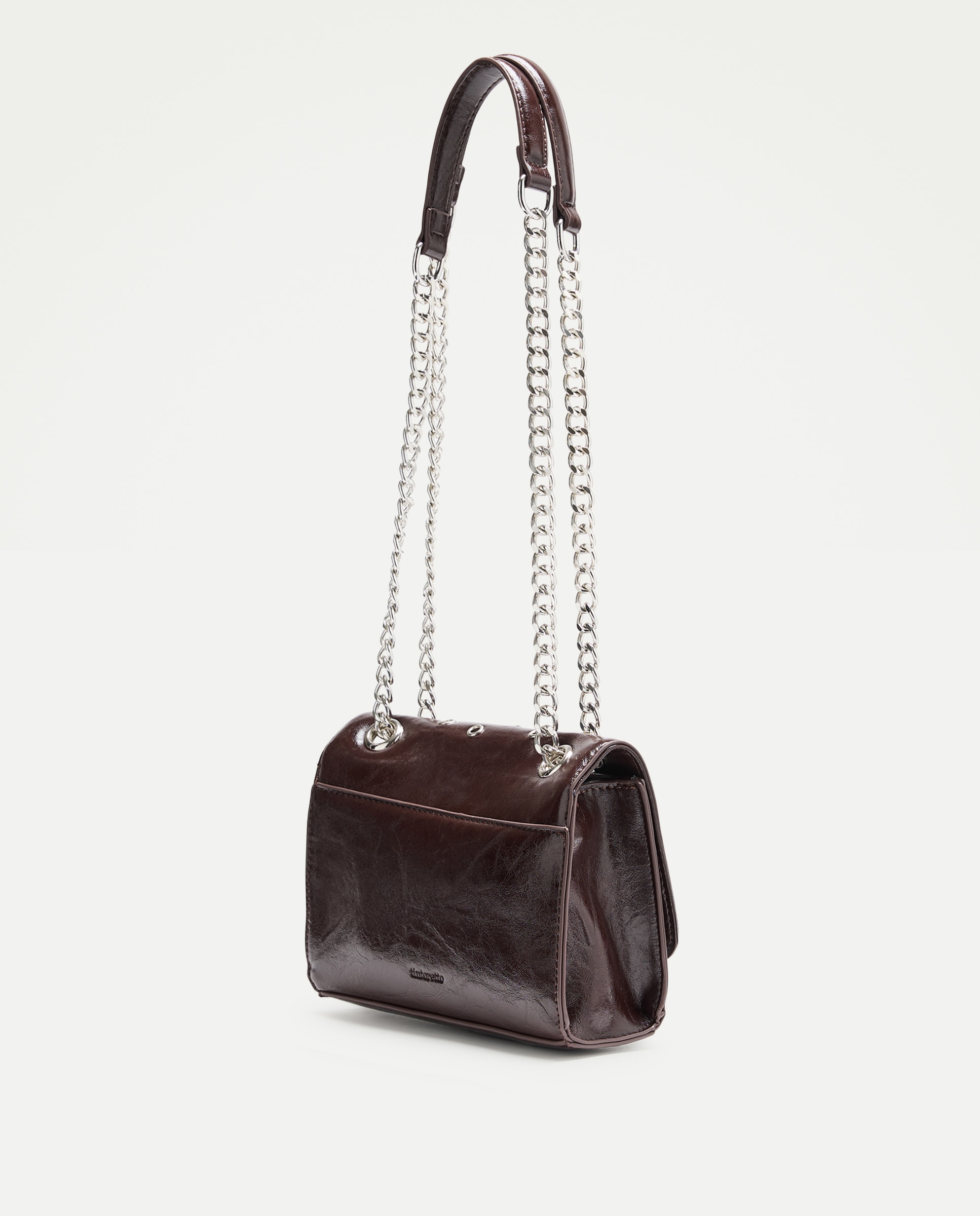 Mala Shopper com Recortes e Correntes Castanho-2