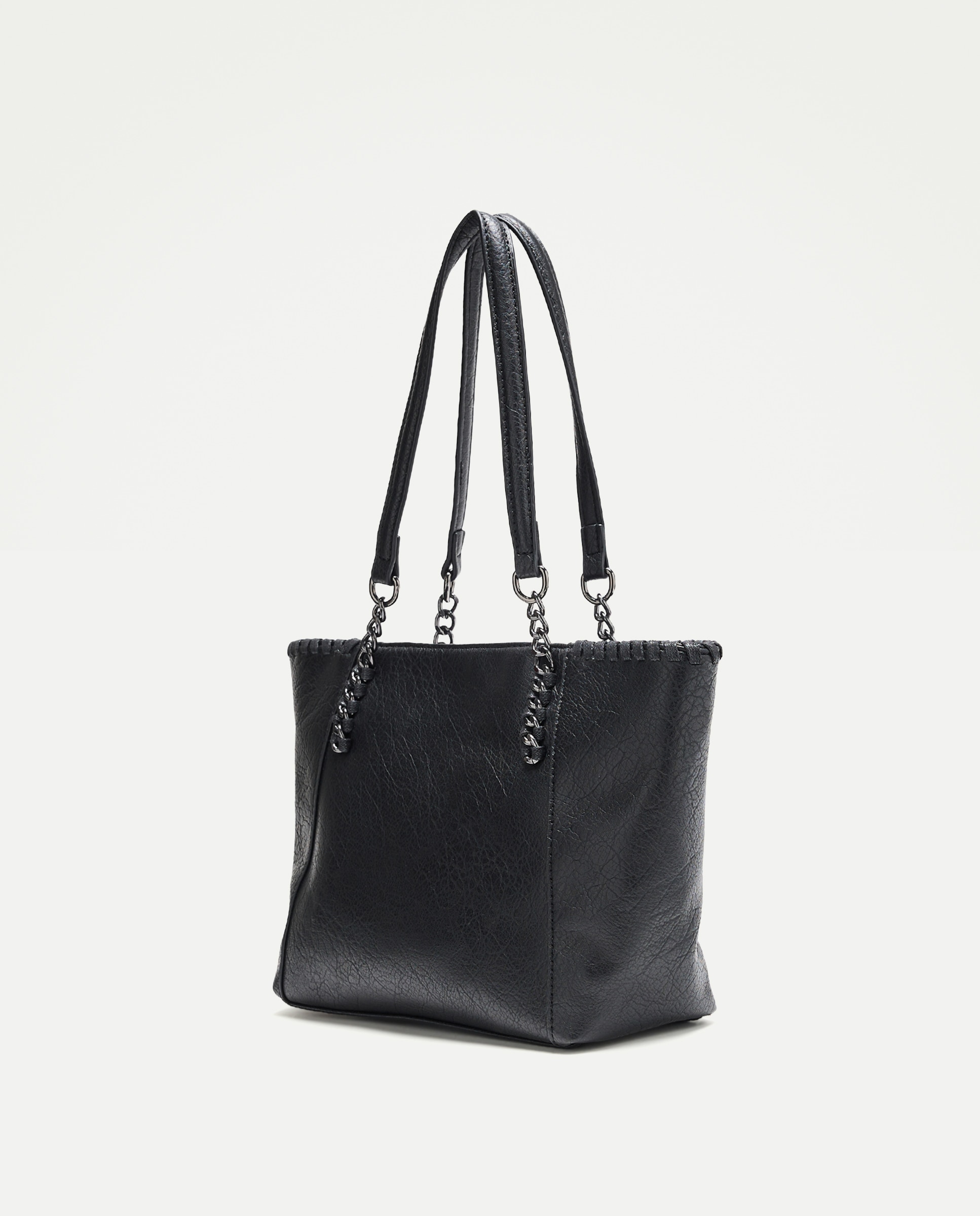 Mala Shopper Média com Correntes Preto-2