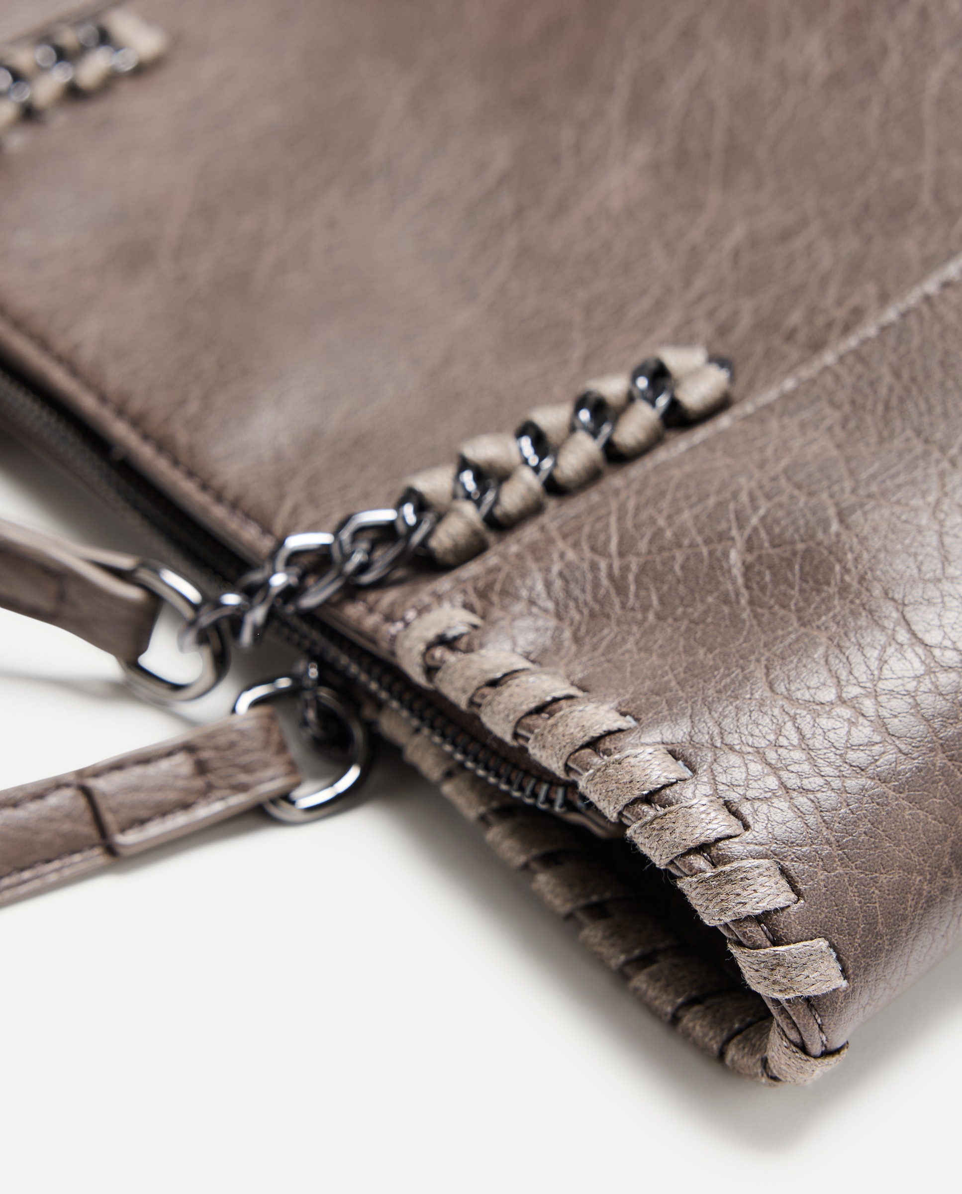 Bolso shopper mediano con cadenas - Tintoretto - Visón oscuro Visón oscuro-4