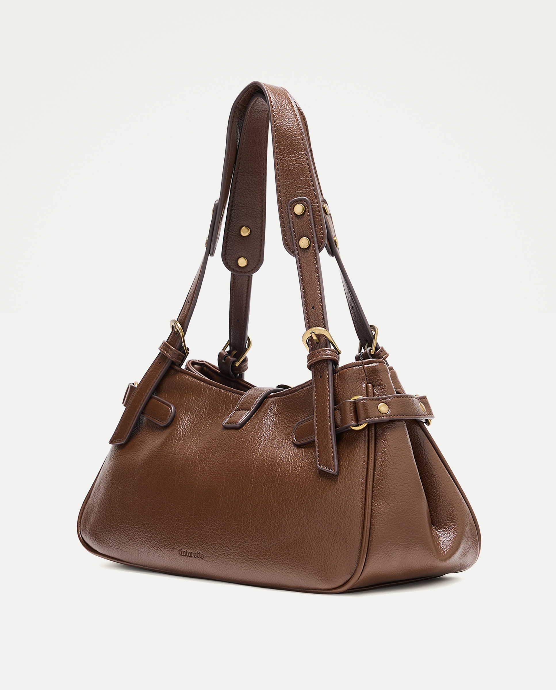 Mala de Ombro com Fivela e Mini Tachas Chocolate-2