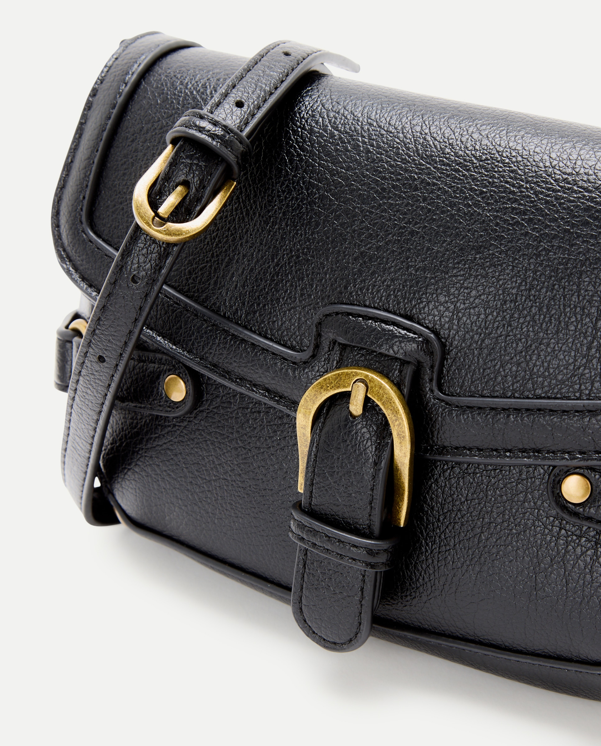 Bolso bancoleras con hebilla y minitachas - Tintoretto - Negro Negro-4