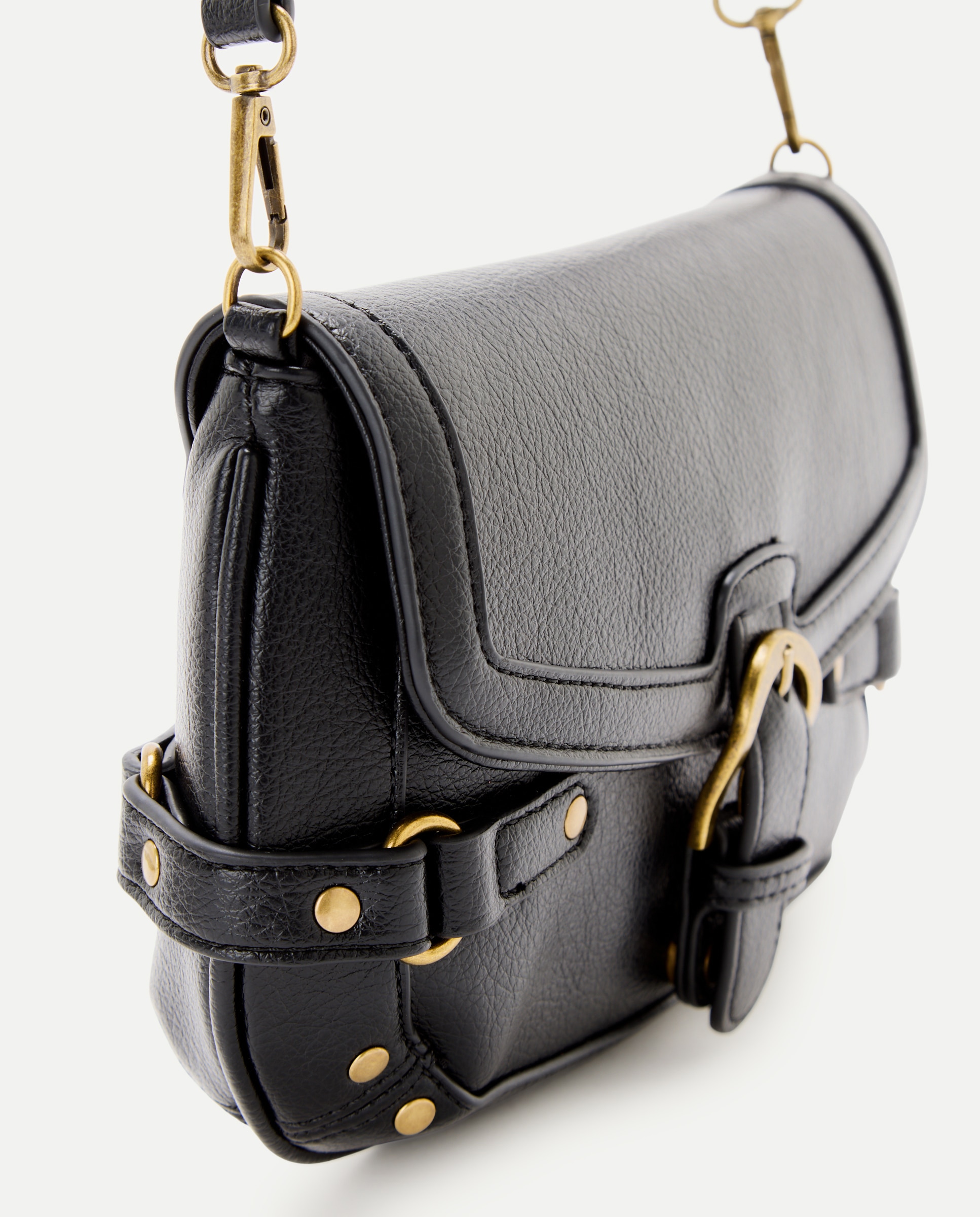 Bolso bancoleras con hebilla y minitachas - Tintoretto - Negro Negro-5