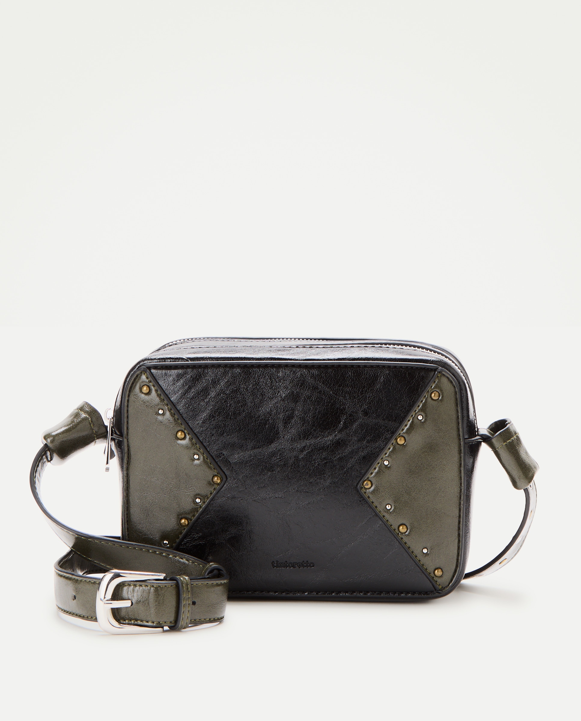 Bandolera efecto piel con mini tachas - Tintoretto - Negro Negro-1
