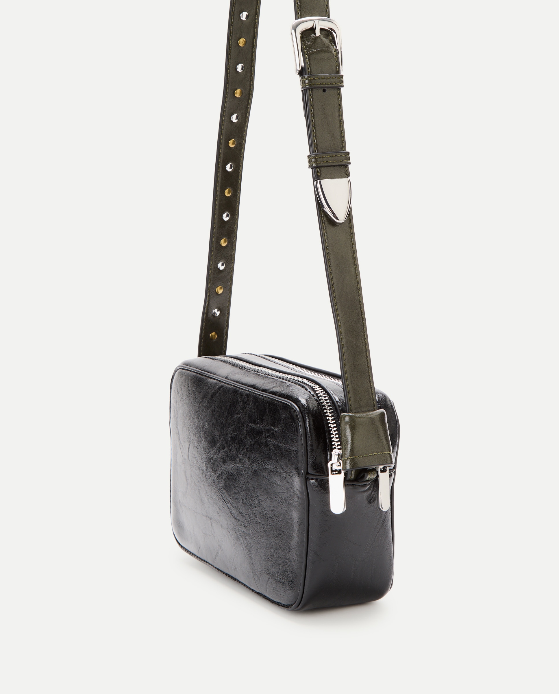 Bandolera efecto piel con mini tachas - Tintoretto - Negro Negro-3