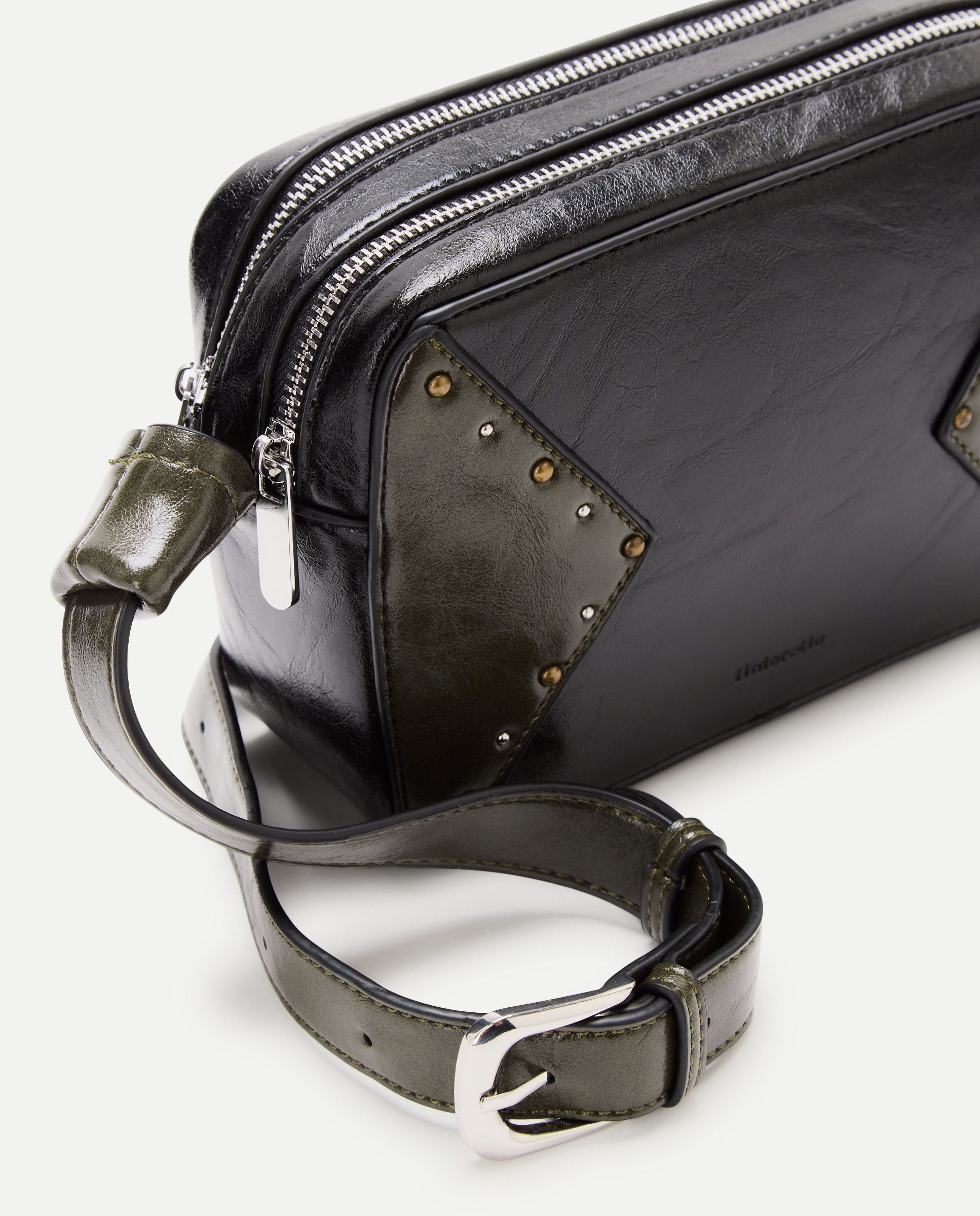 Bandolera efecto piel con mini tachas - Tintoretto - Negro Negro-4