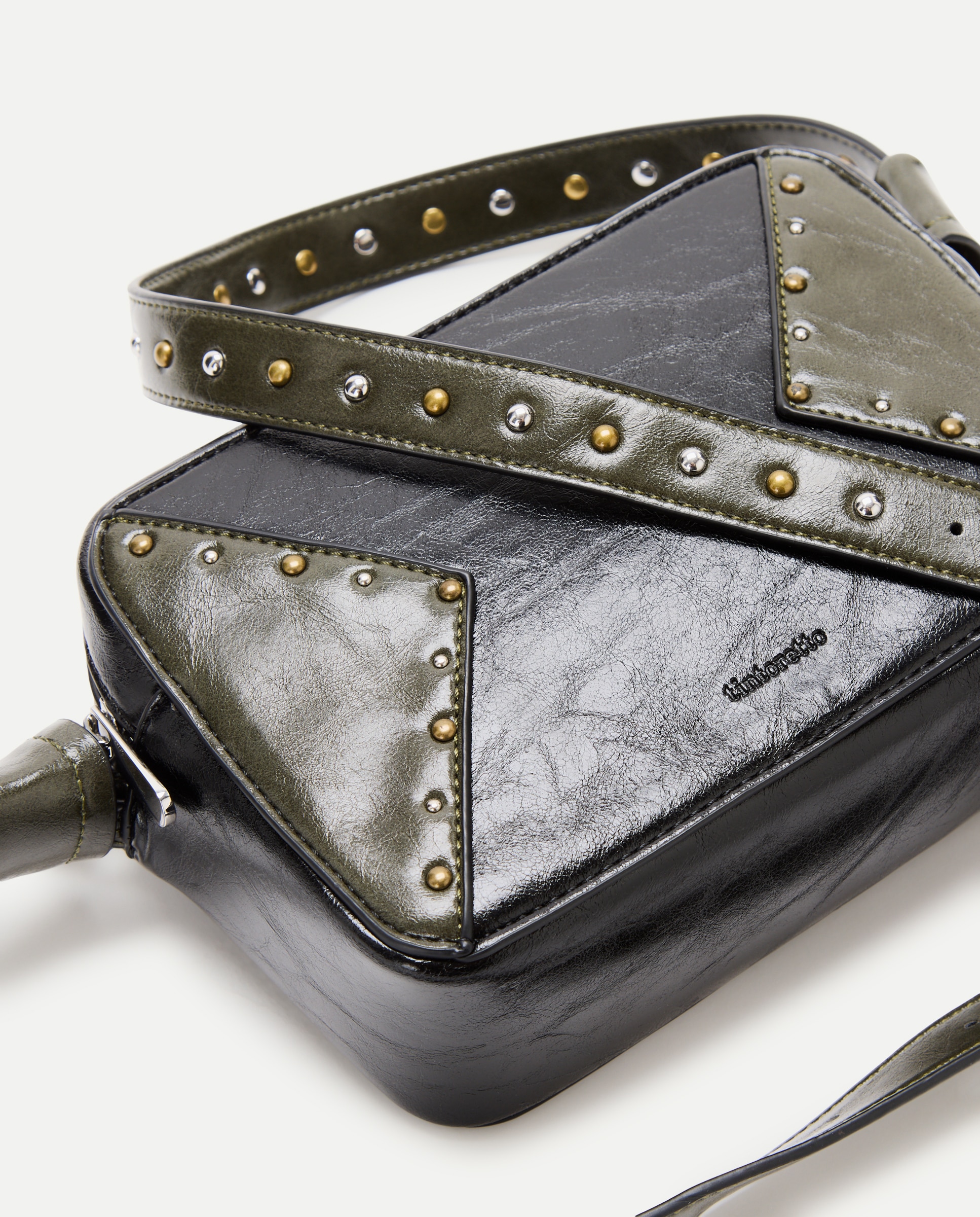Bandolera efecto piel con mini tachas - Tintoretto - Negro Negro-5