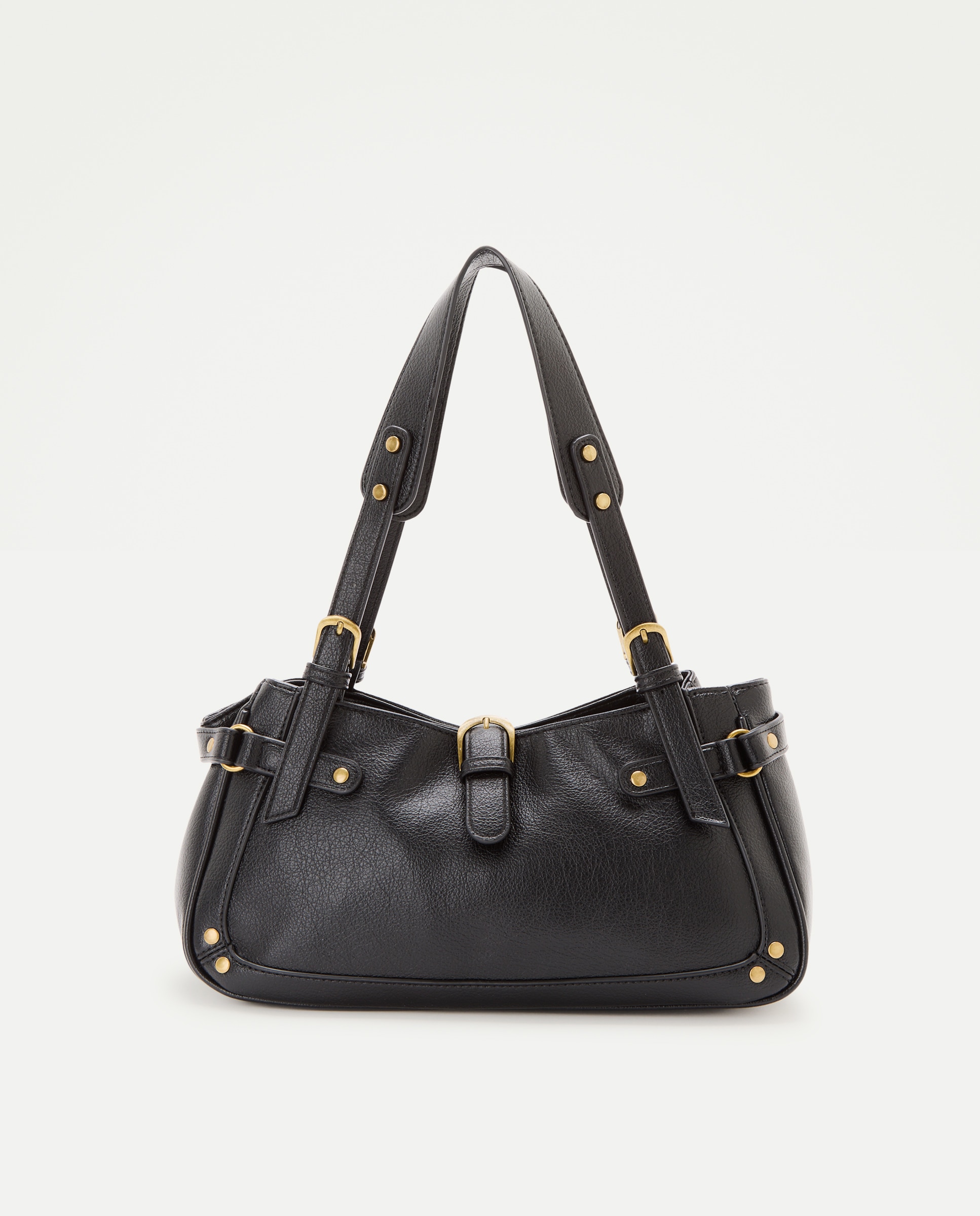 Bolso de hombro con hebilla y mini tachas - Tintoretto - Negro Negro-1