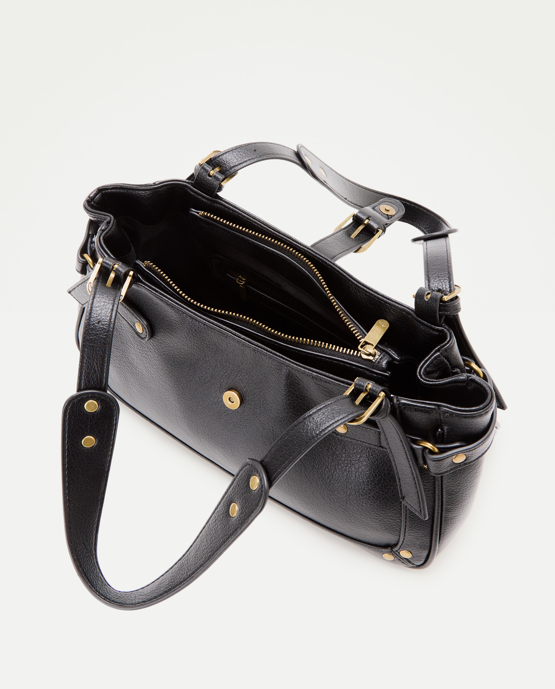 Bolso de hombro con hebilla y mini tachas - Tintoretto - Negro Negro-3