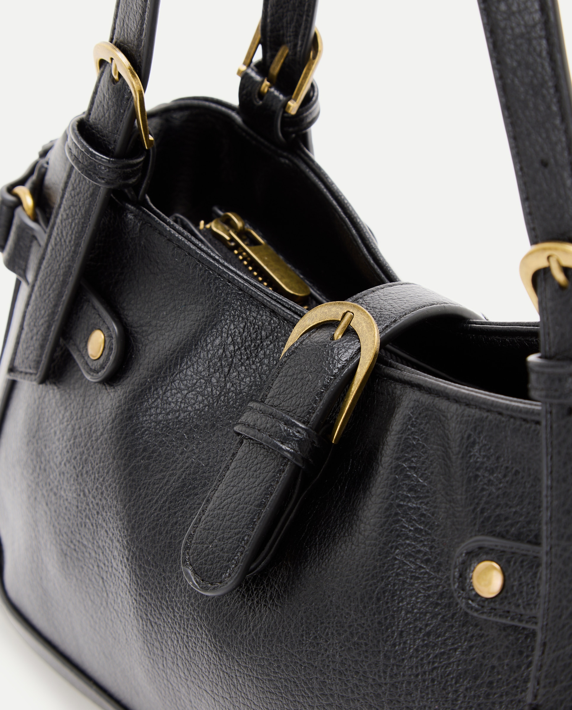 Bolso de hombro con hebilla y mini tachas - Tintoretto - Negro Negro-4