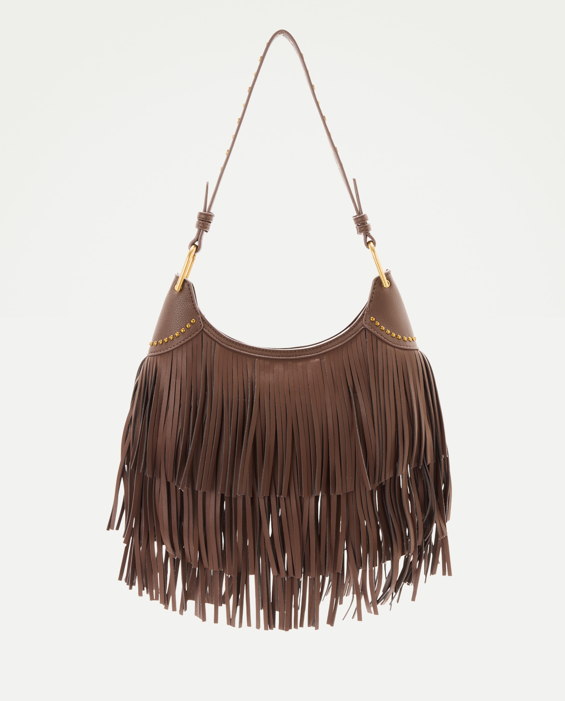 Bolso de hombro baguette de flecos - Tintoretto - Chocolate Chocolate-1