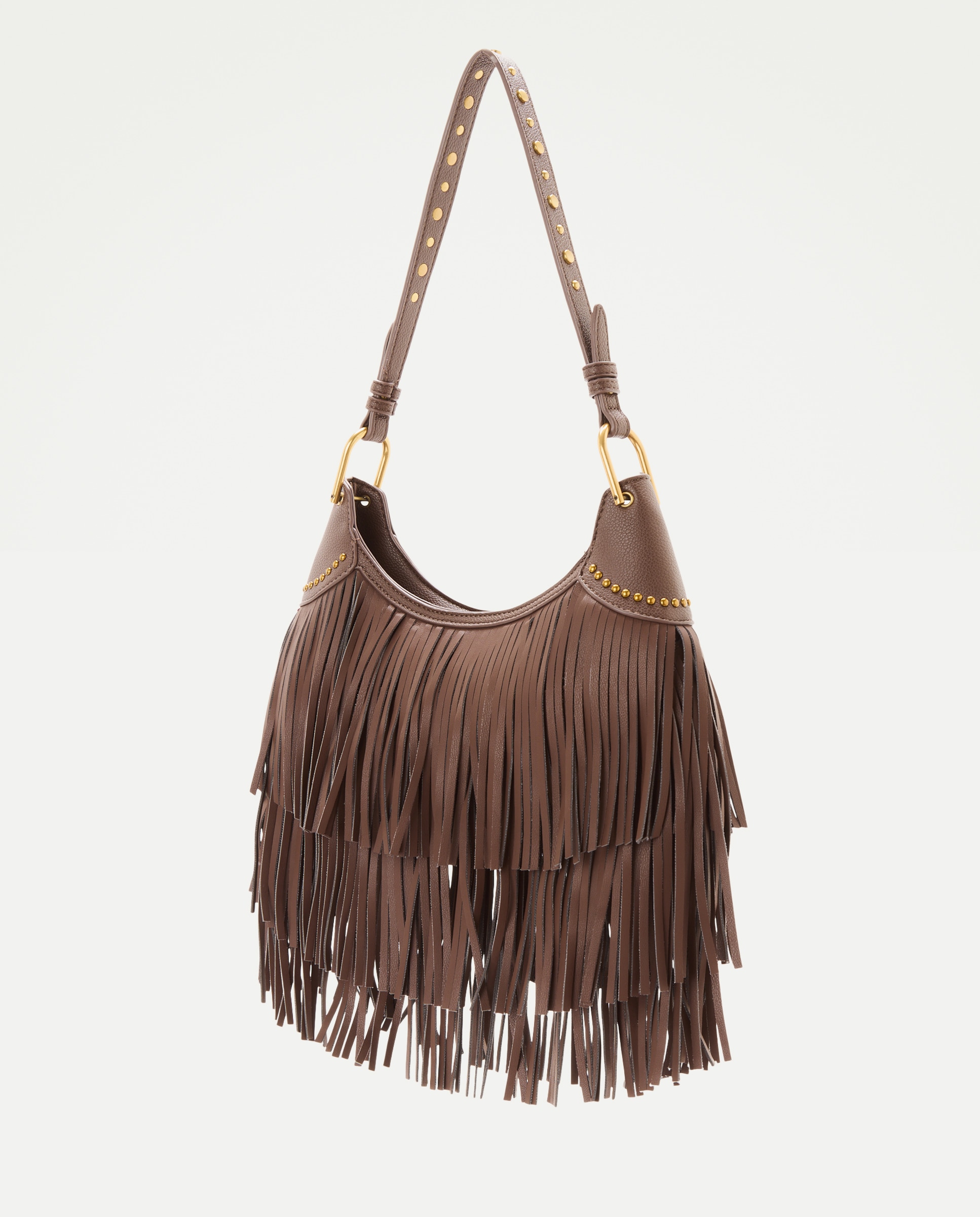 Bolso de hombro baguette de flecos - Tintoretto - Chocolate Chocolate-2