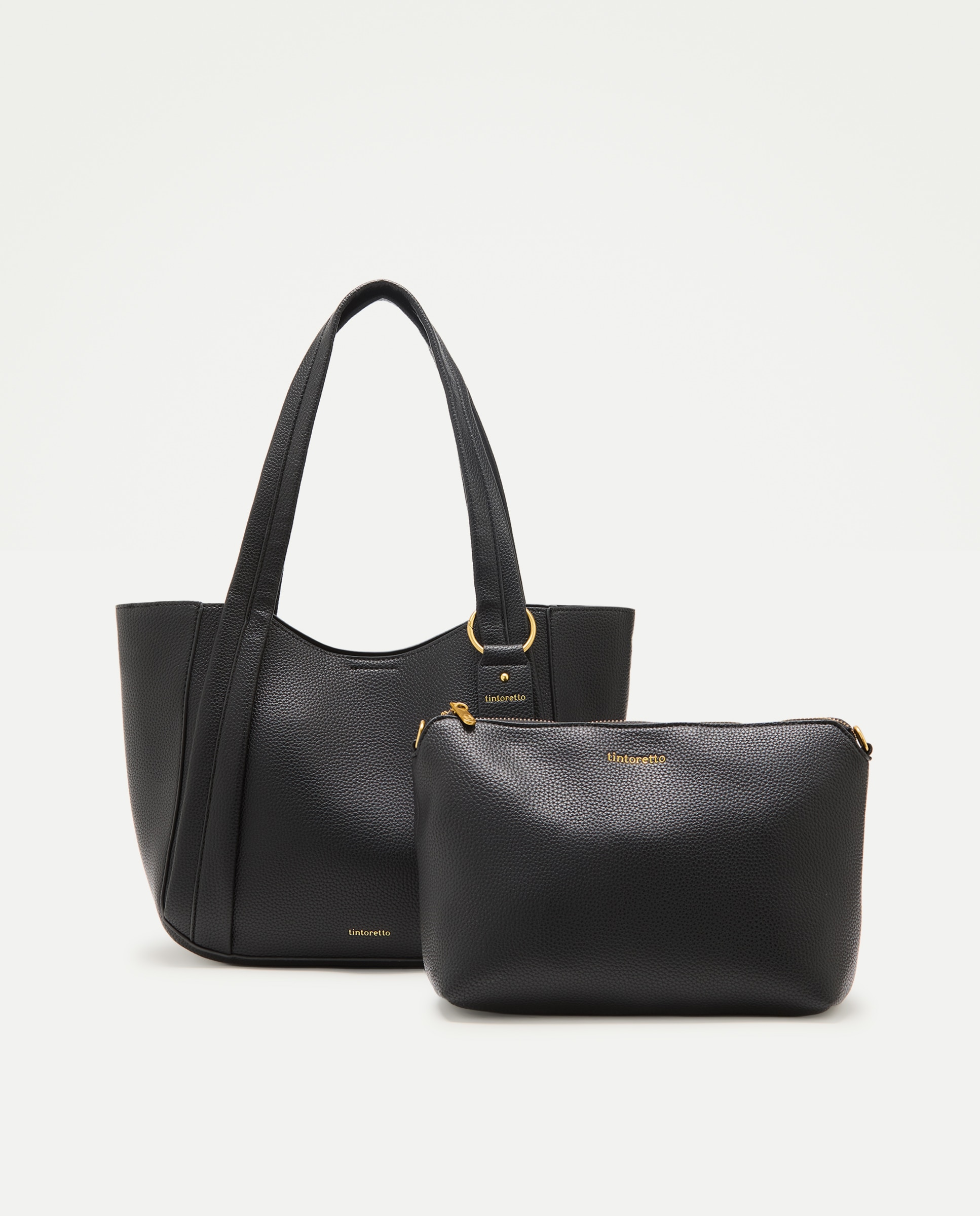 Bolso shopper 2 en 1 con bandolera - Tintoretto - 800 Negro 800 Negro-3