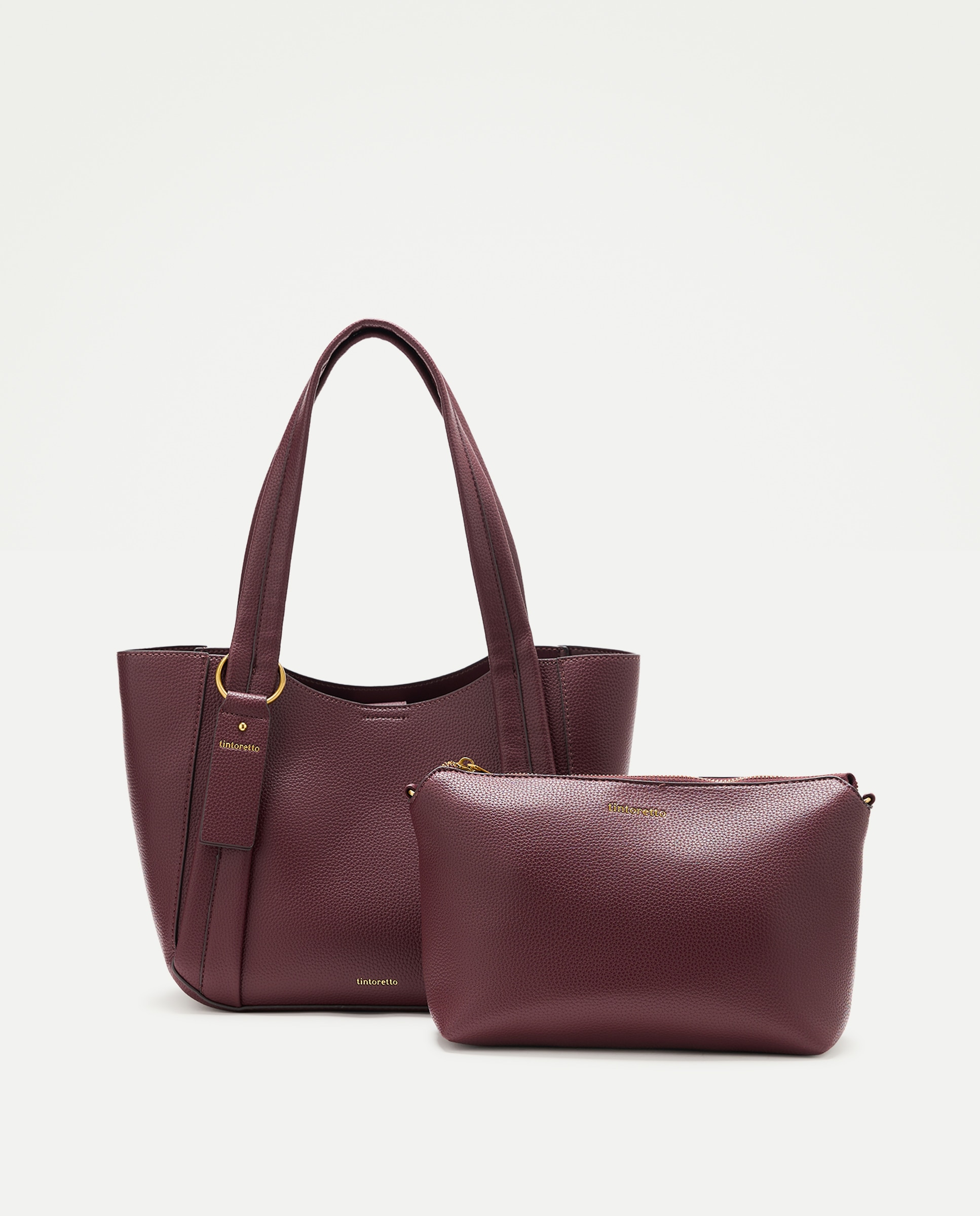 Bolso shopper 2 en 1 con bandolera - Tintoretto - Burdeos Burdeos-3