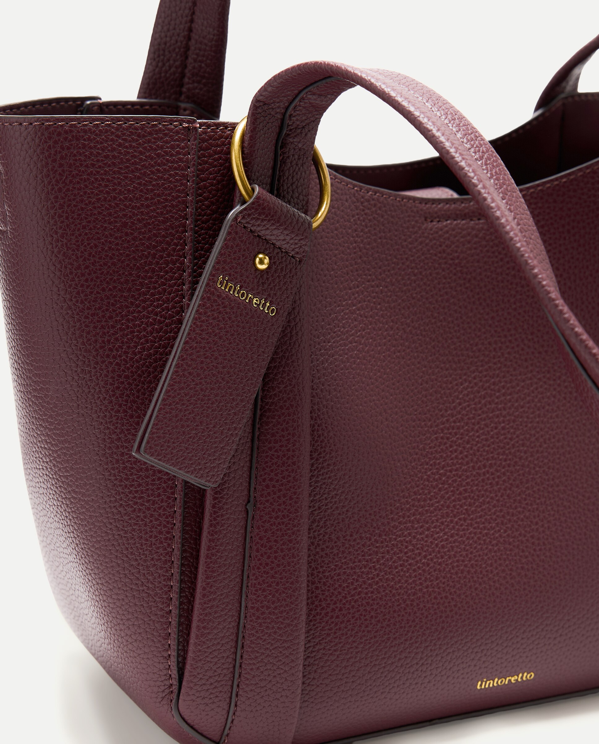 Bolso shopper 2 en 1 con bandolera - Tintoretto - Burdeos Burdeos-4