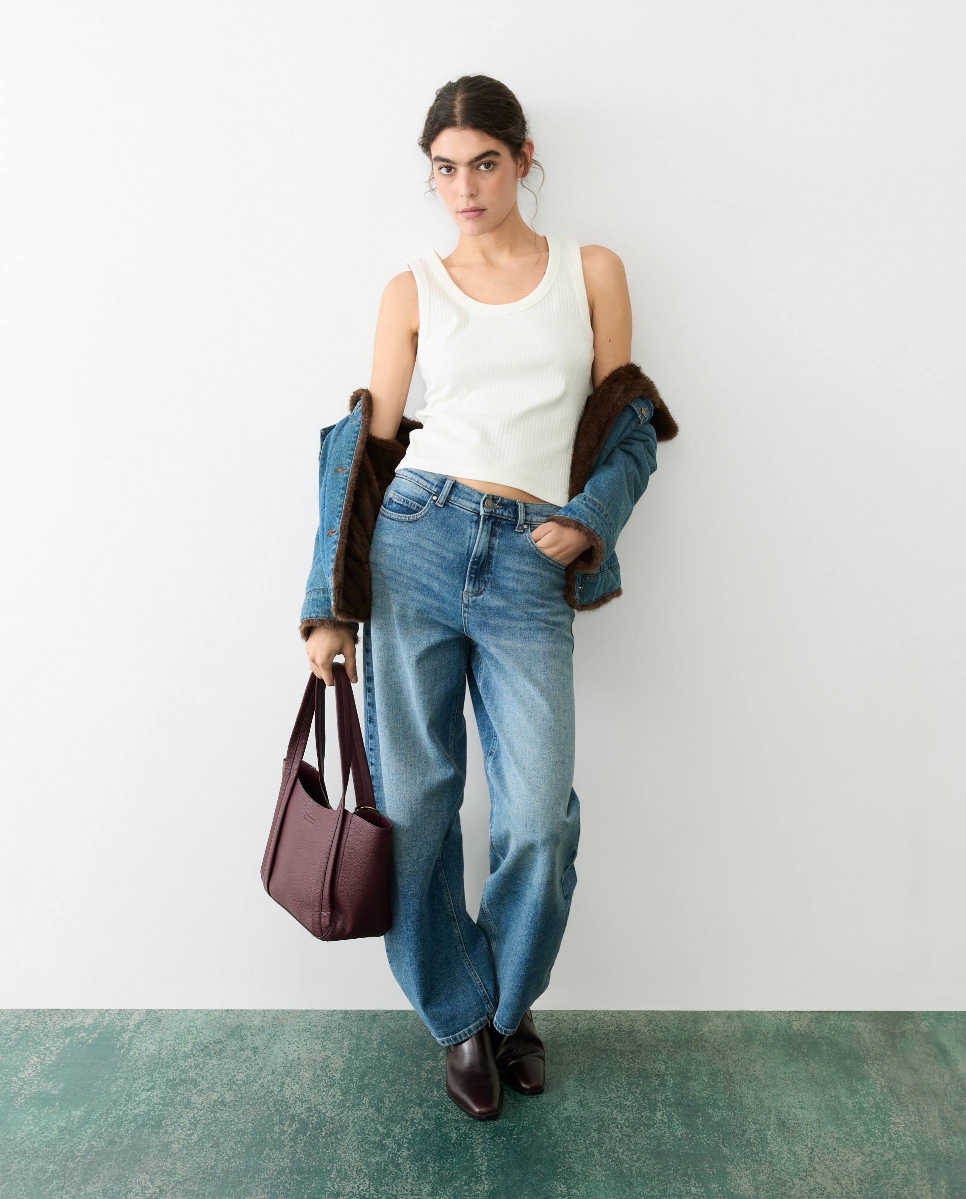 Bolso shopper 2 en 1 con bandolera - Tintoretto - Burdeos Burdeos-7