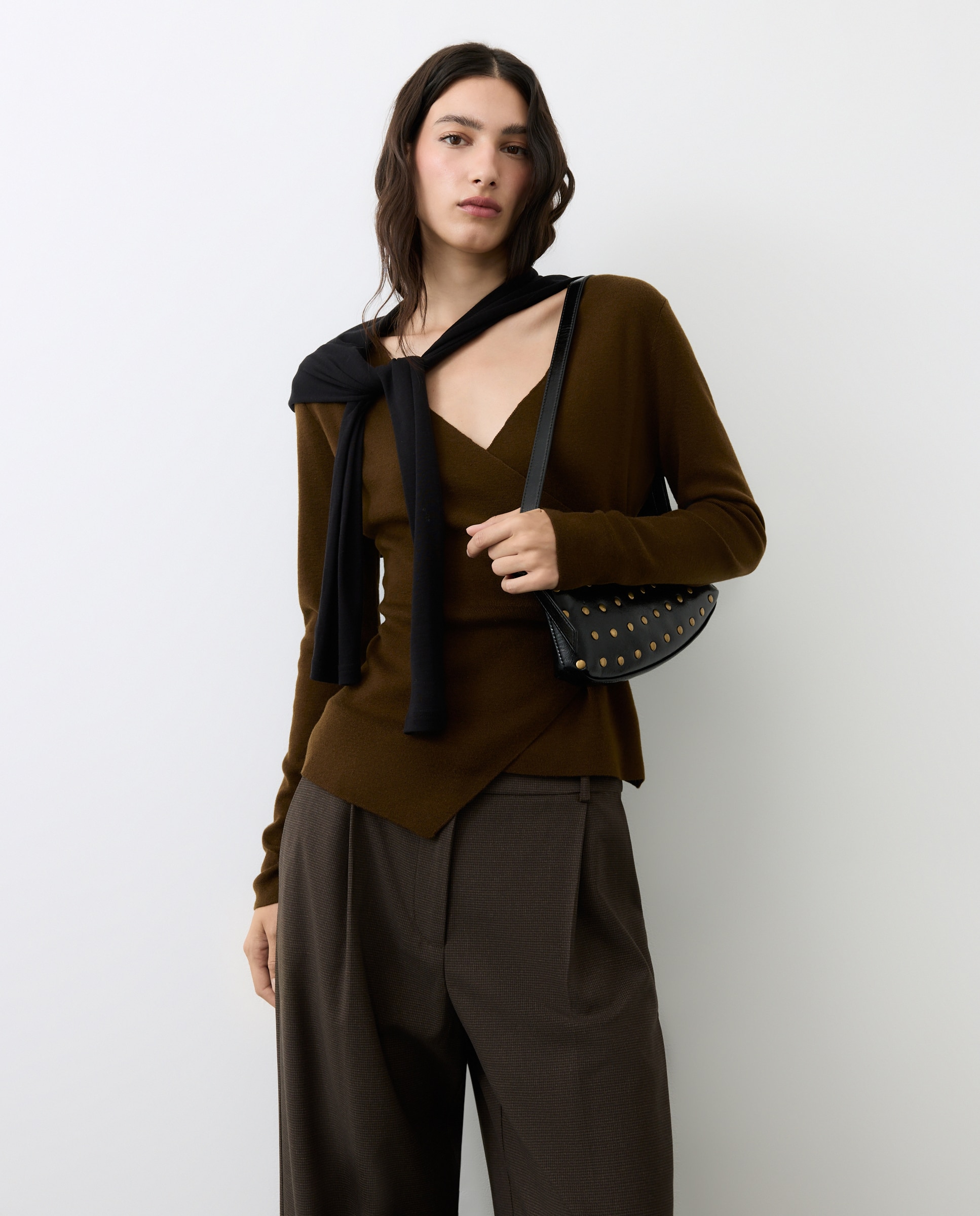 Bolso de hombro con mini tachas - Tintoretto - Negro Negro-5