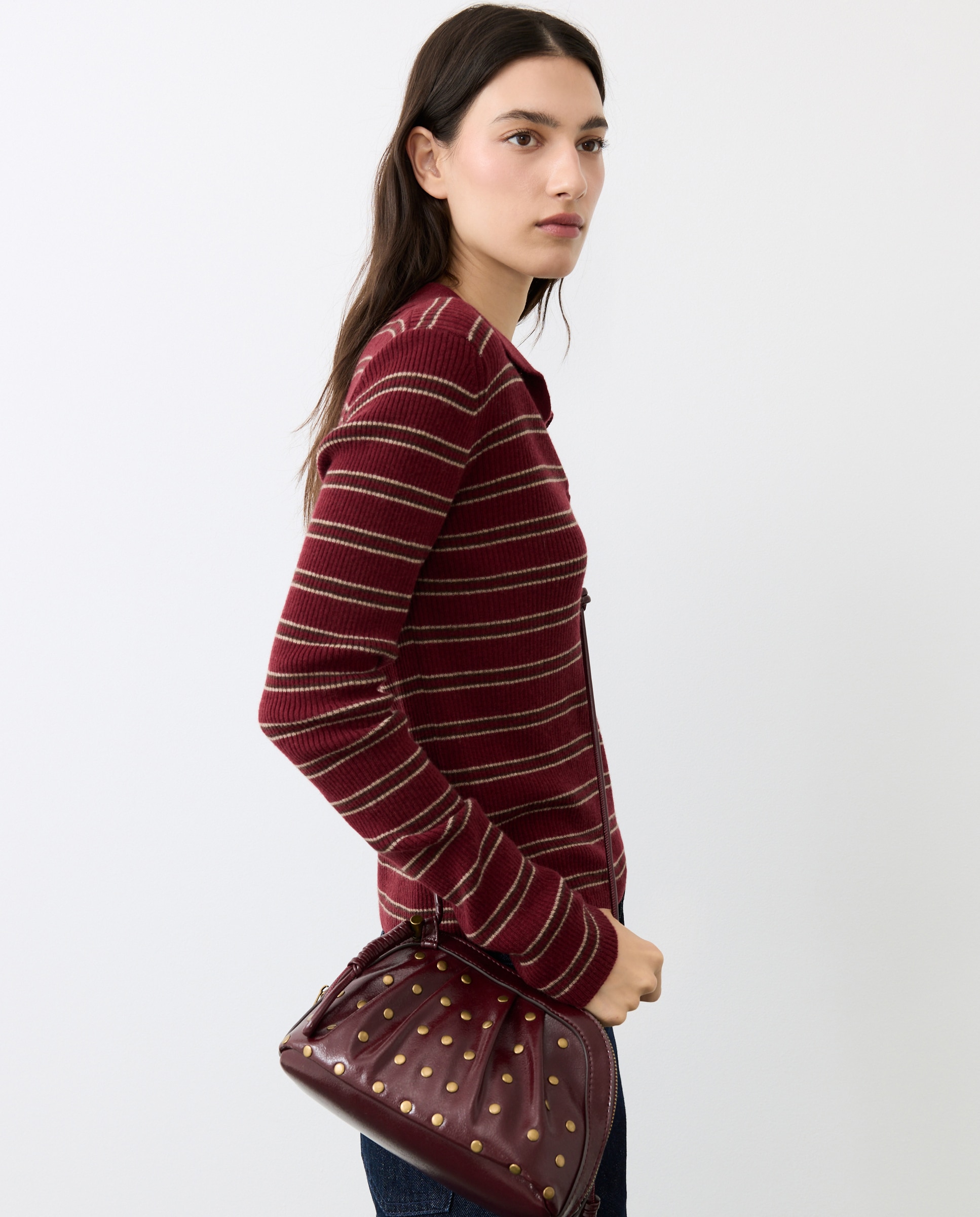 Mala a Tiracolo com Mini Tachas Bordeaux-6