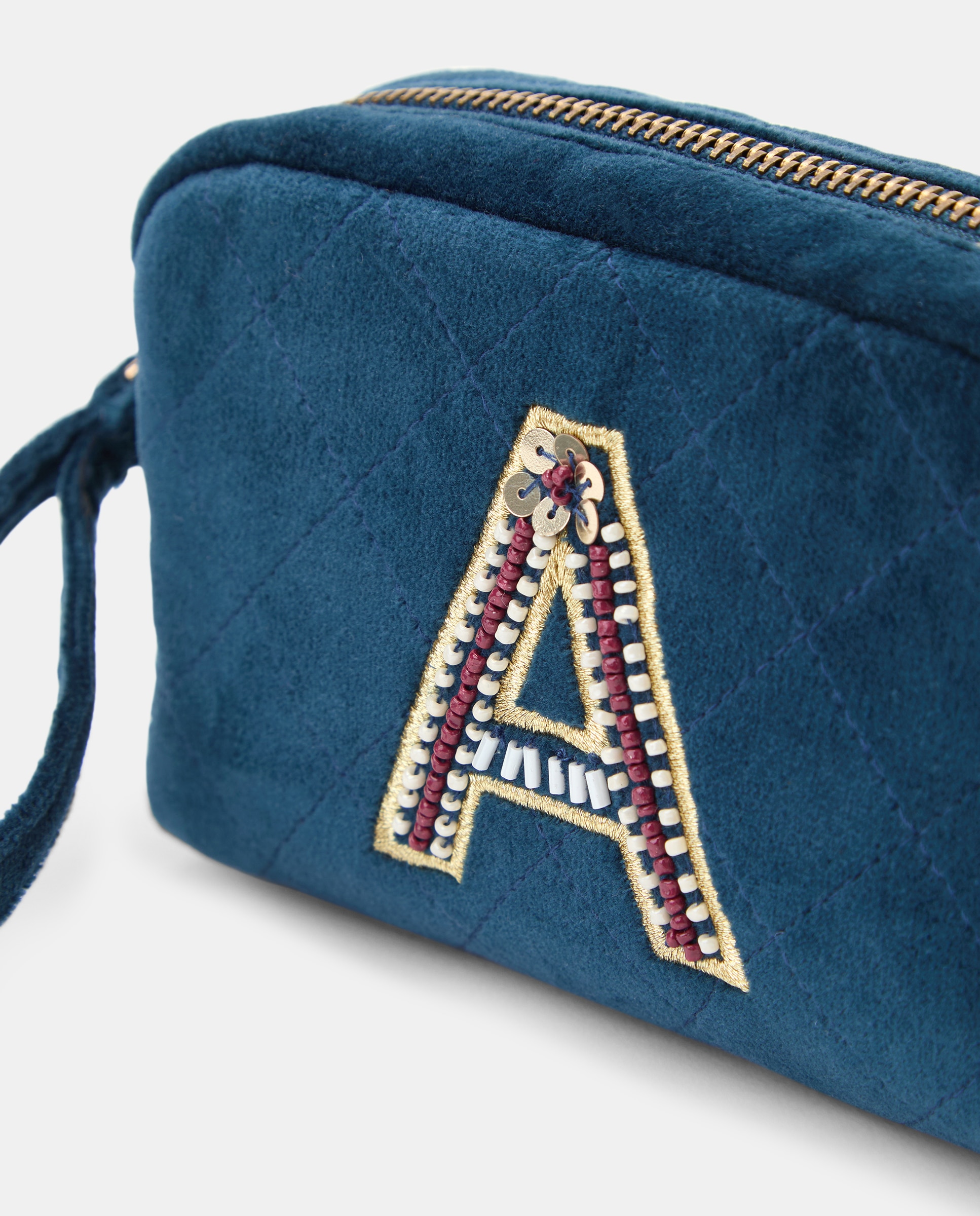 Nécessaire com Detalhe da Letra A 400 Azul-3