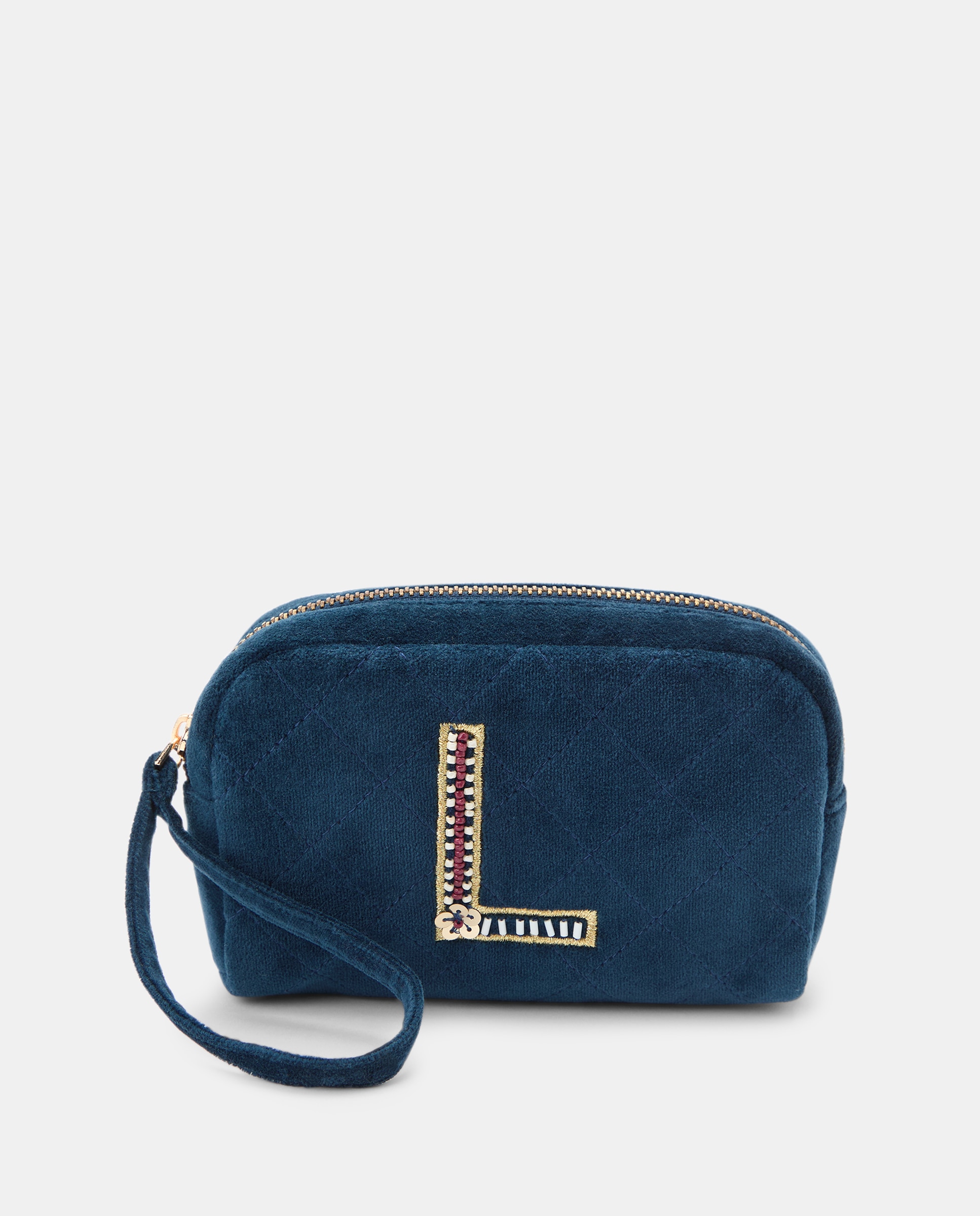 Nécessaire com Detalhe da Letra L 400 Azul-1