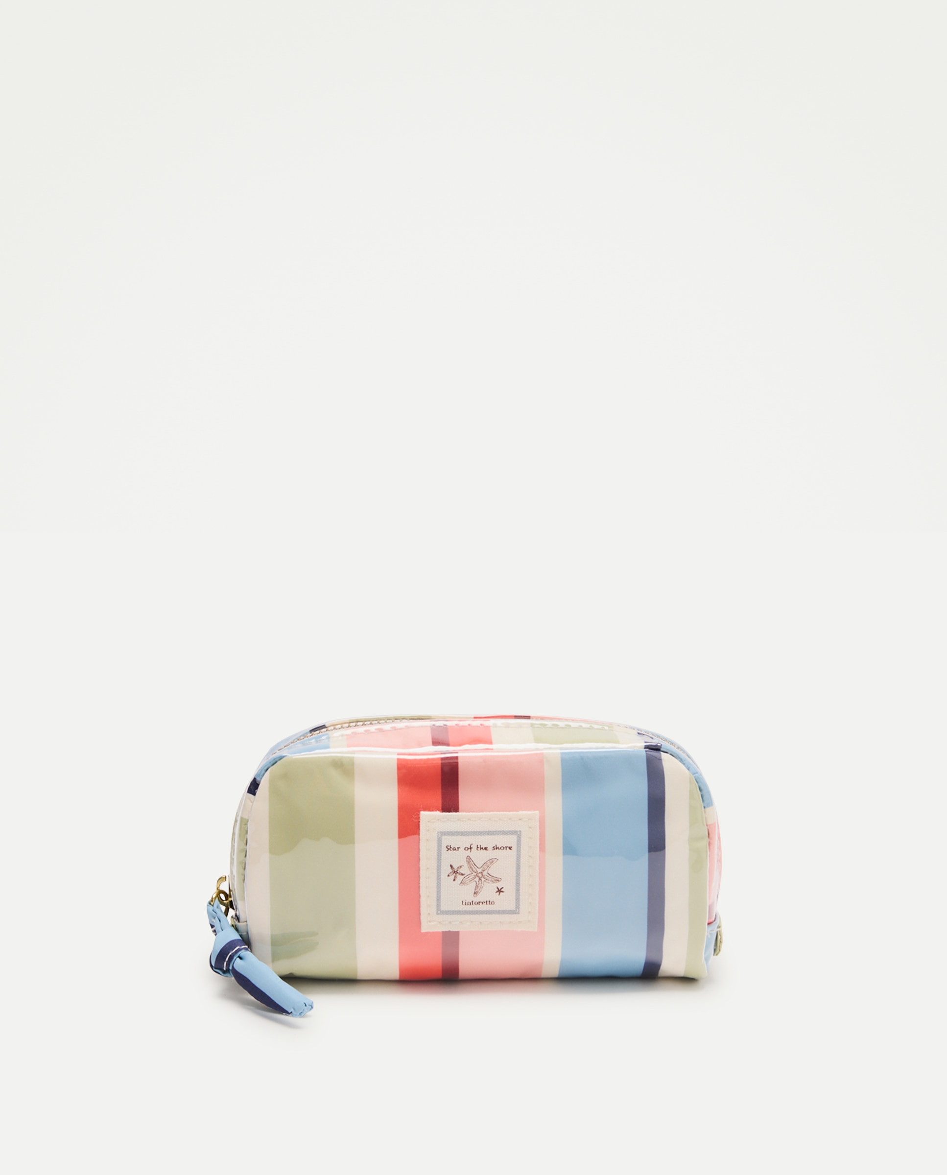 Nécessaire Pequeno com Estampado às Riscas Rosa-1
