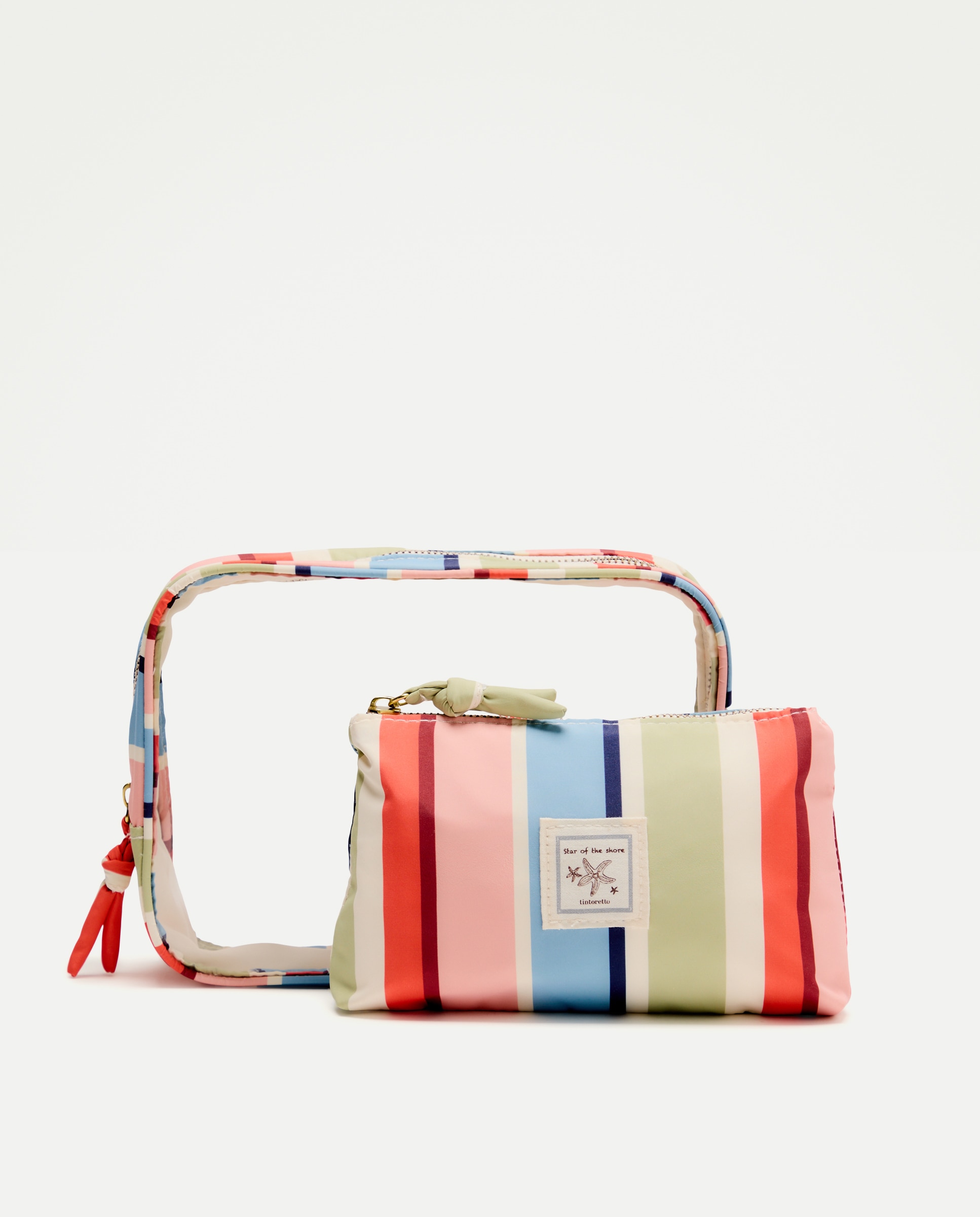 Pack de 2 Nécessaires - Transparente/às Riscas Rosa-3