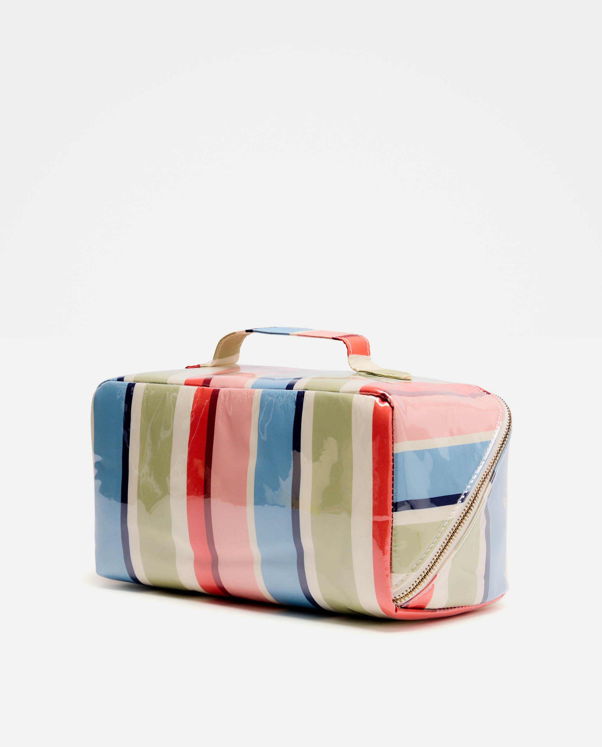 Nécessaire de Maquilhagem com Estampado às Riscas Rosa-2