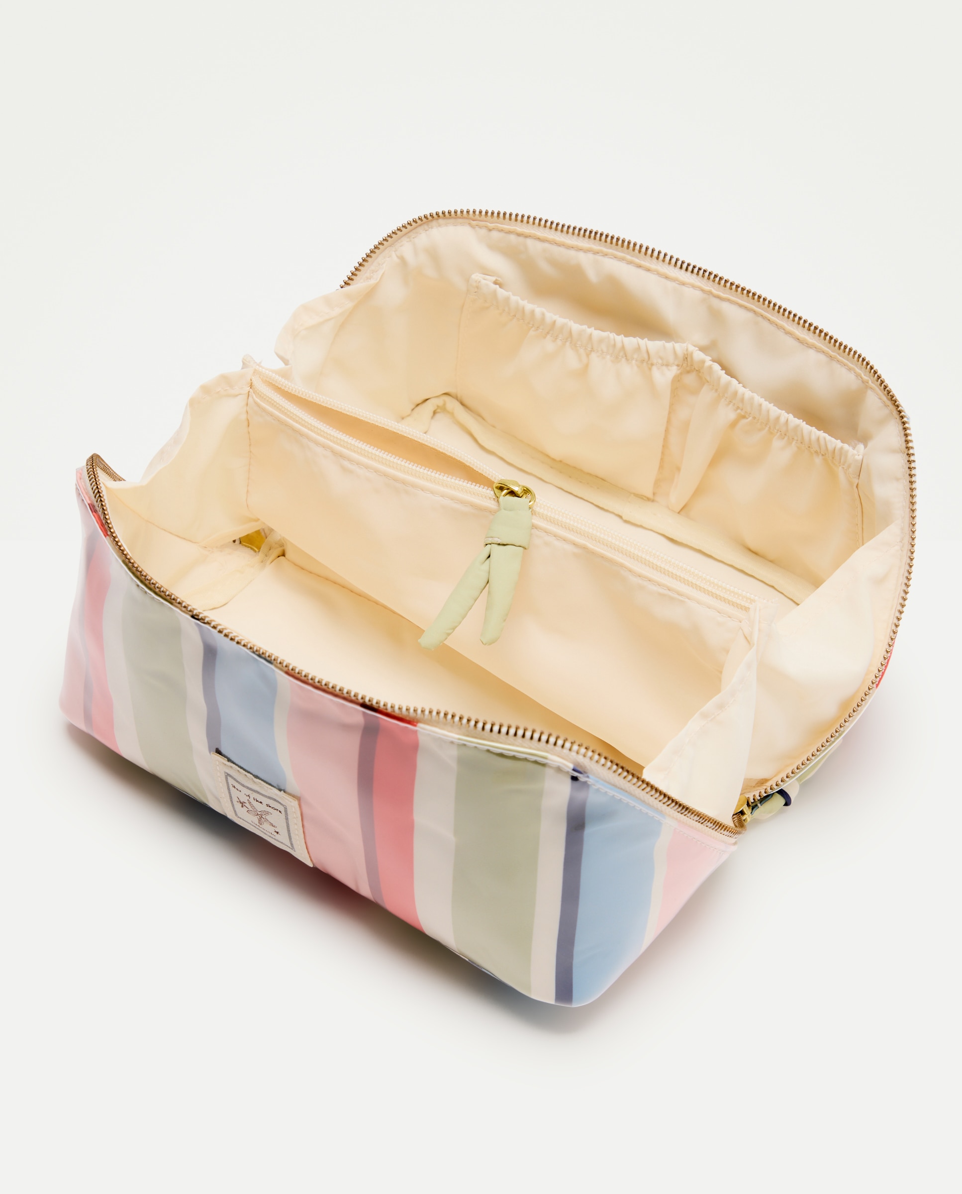 Nécessaire de Maquilhagem com Estampado às Riscas Rosa-3