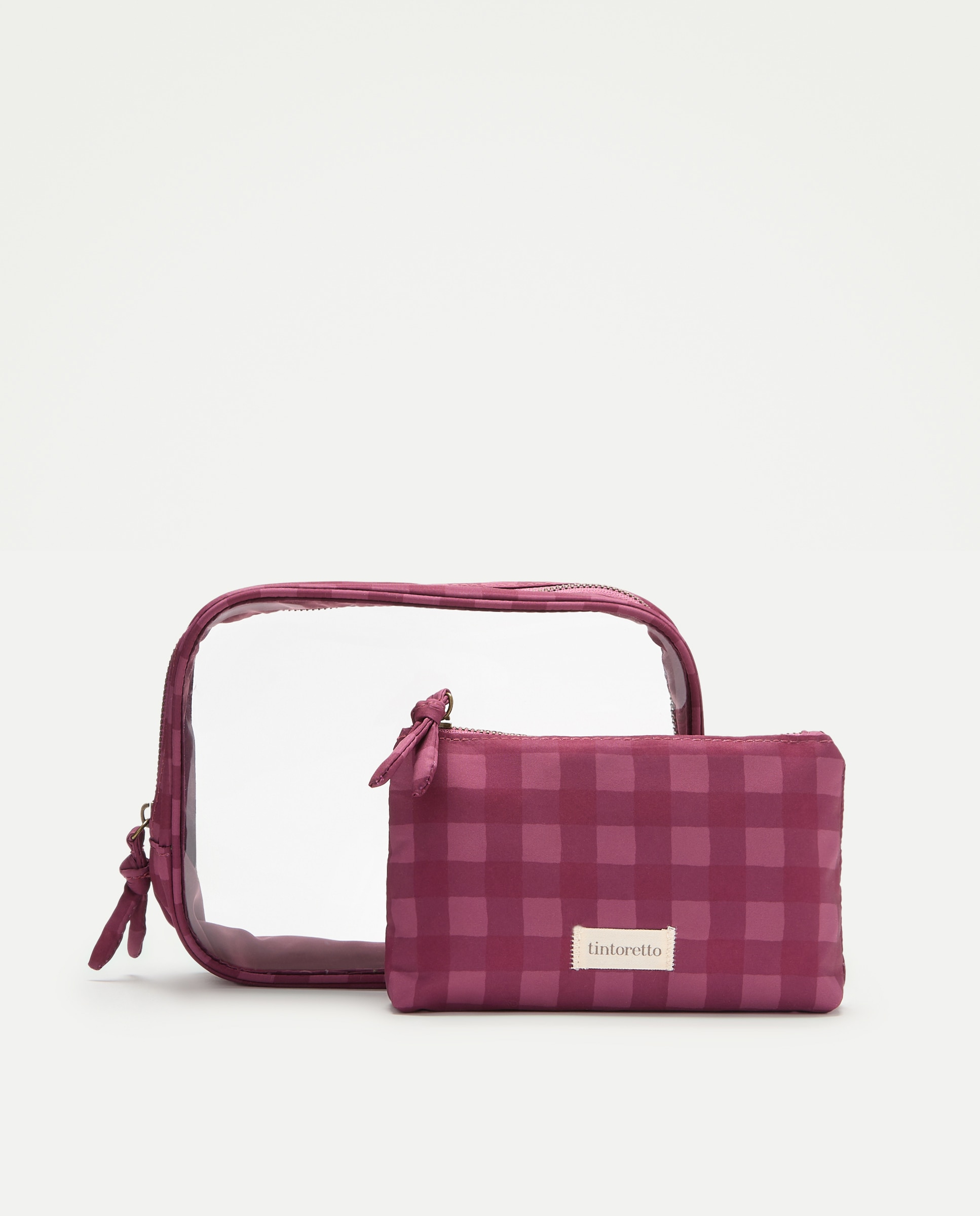Nécessaire Transparente com Pouch Interior Rosa-3